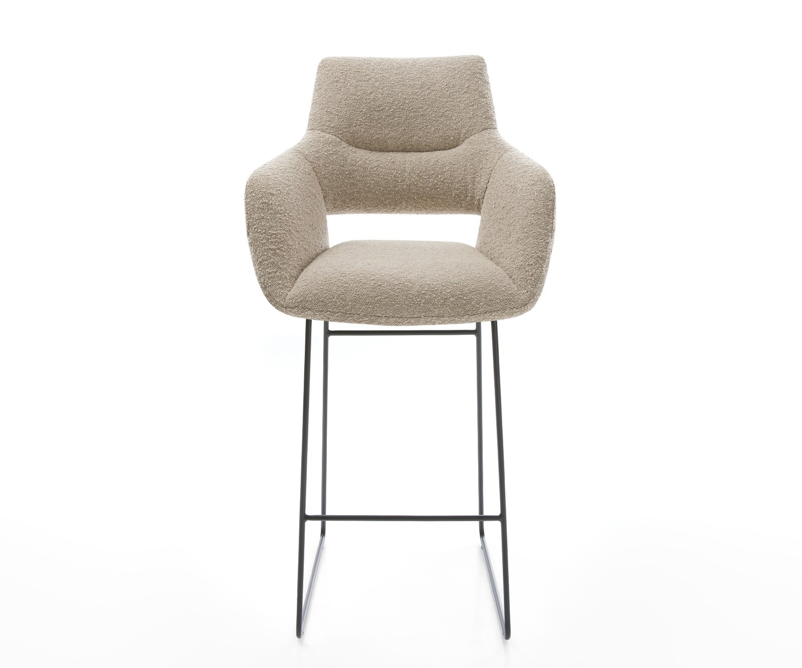Chaise-de-bar Yago-Flex Bouclé Boue Pied trapèze noir Noir Ressort ensaché 2