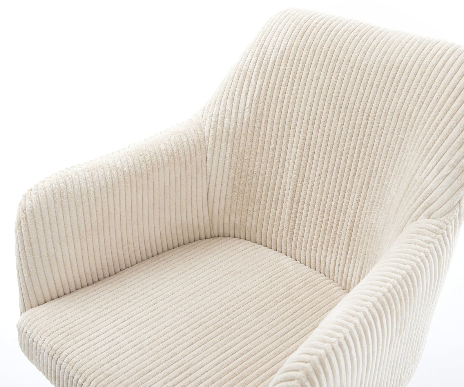 Chaise-pivotante Greg-Flex côtelé beige pied croisé large noir pivotement sur 360° fonction bascule ressorts ensachés 3