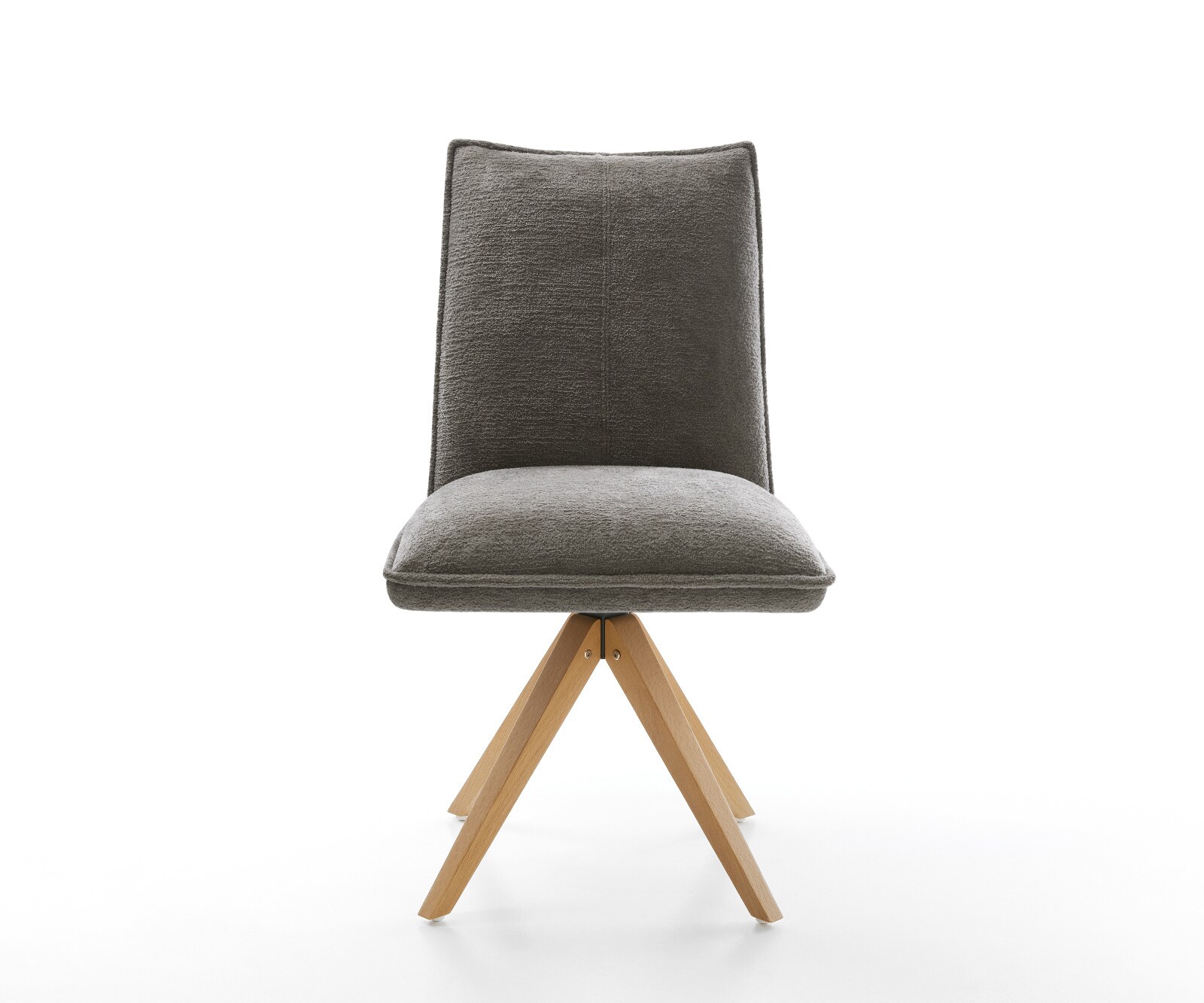 Chaise-pivotante Lelio-Flex bouclé doux couleur boue pied en bois angulaire naturel pivotement sur 180° resorts ensachés 1