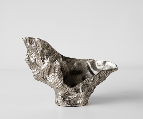 Vase Alaris l44 x P13 x H31 cm Aluminium Platin Fait main