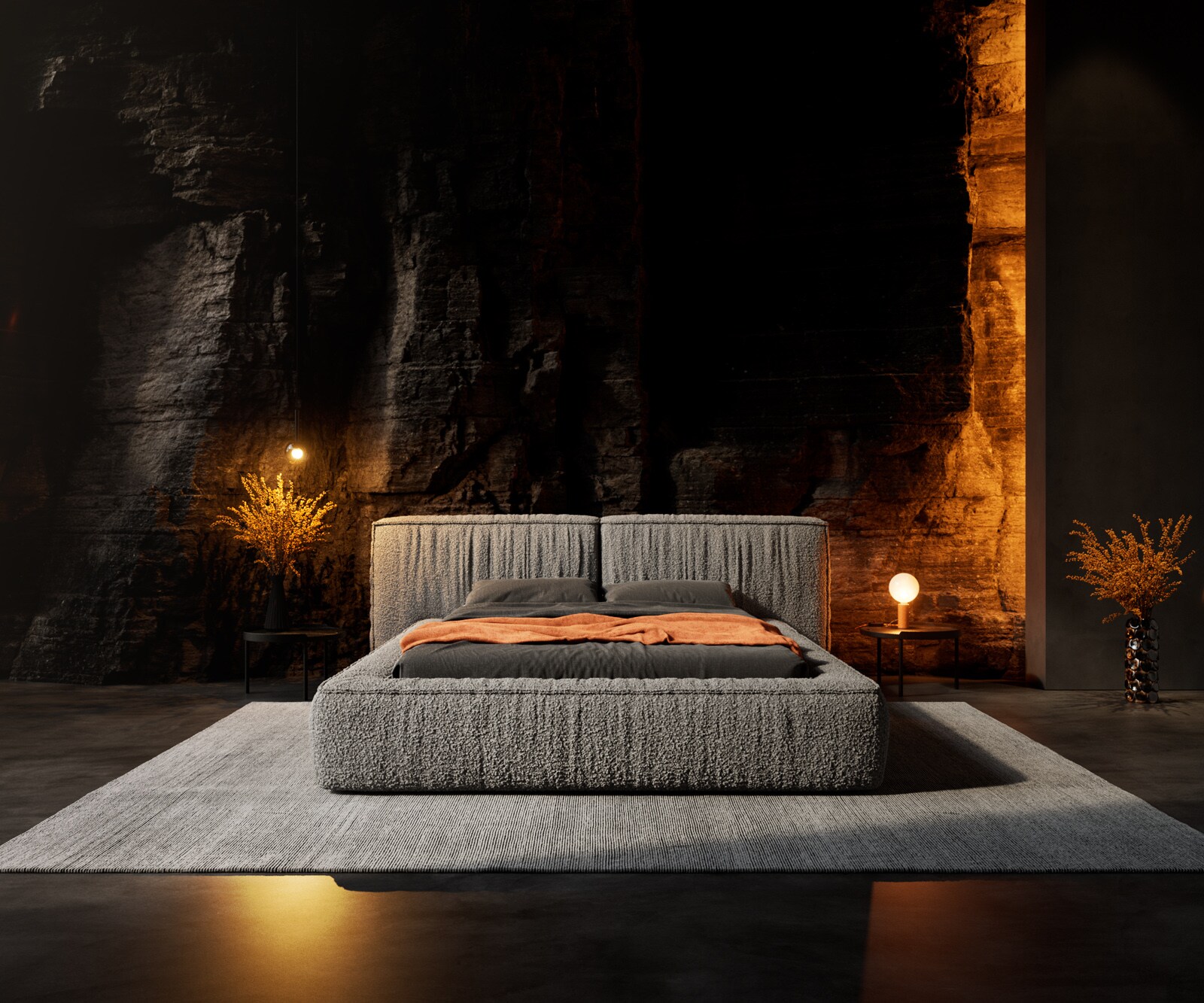 Sommier-rembourré Coperti 140x200 cm Bouclé gris argenté 1