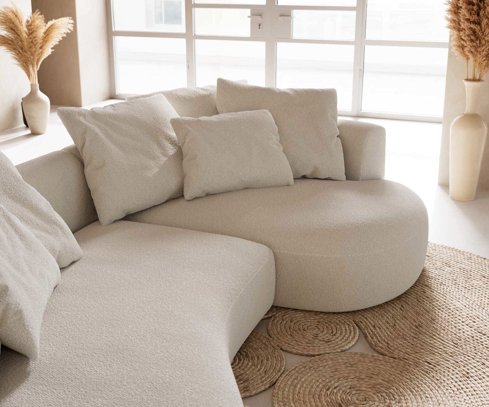 Canapé Edina 330x170 cm Bouclé Crème-Blanc 6