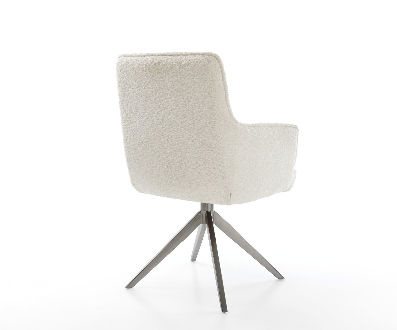 Chaise-pivotante Heira-Flex mit Armlehnen bouclé blanc pied croisé large grafiete pivotement sur 360° fonction bascule ressorts ensachés 4