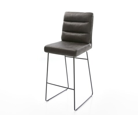 Chaise-de-bar Pela-Flex vintage anthracite cadre patin métal