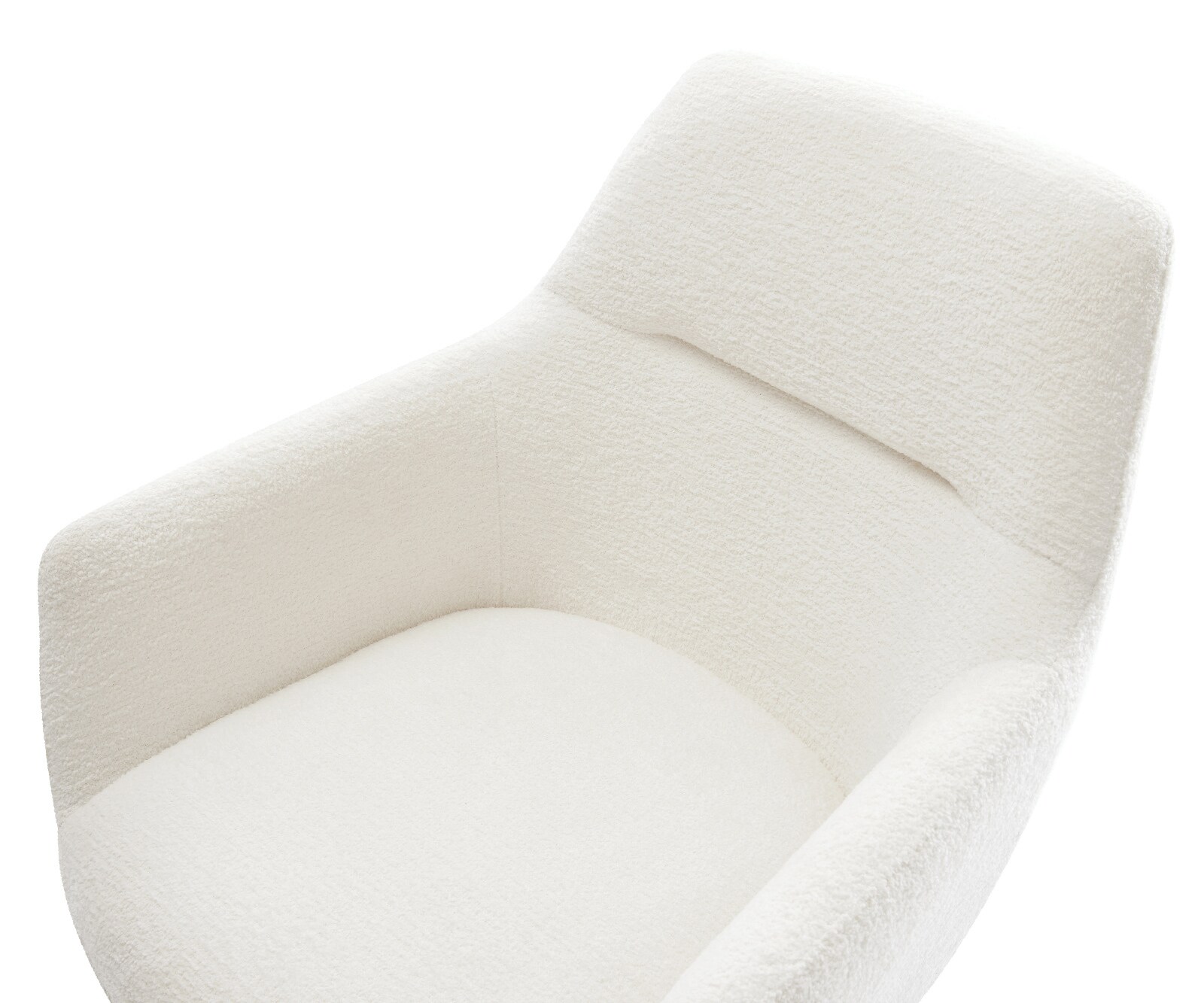 Chaise-de-salle-à-manger Pejo-Flex bouclé doux beige pied croisé conique acier inoxydable resorts ensachés 3