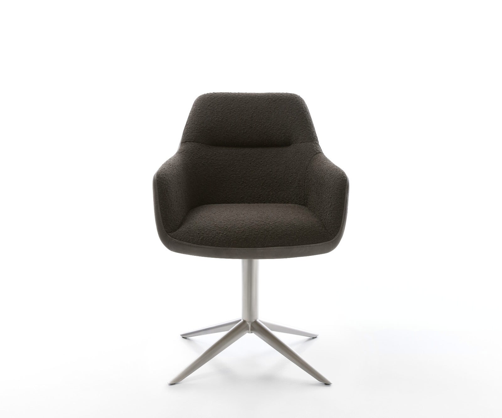 Chaise-pivotante Pejo-Flex tissu mixte noir pied de chaise 4 branches acier inoxydable brossé pivotement sur 360° fonction bascule ressorts ensachés 2
