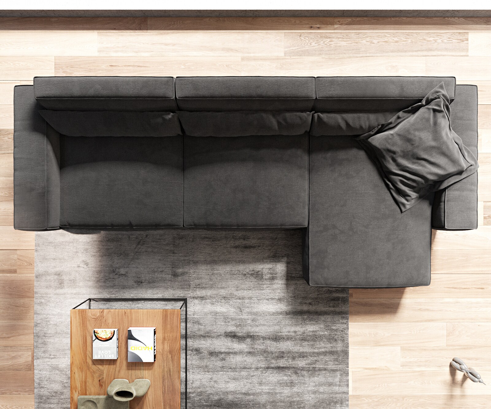 Canapé d'angle Sirpio XL 370x170 cm Microfibre Noir Recamiere variable 6