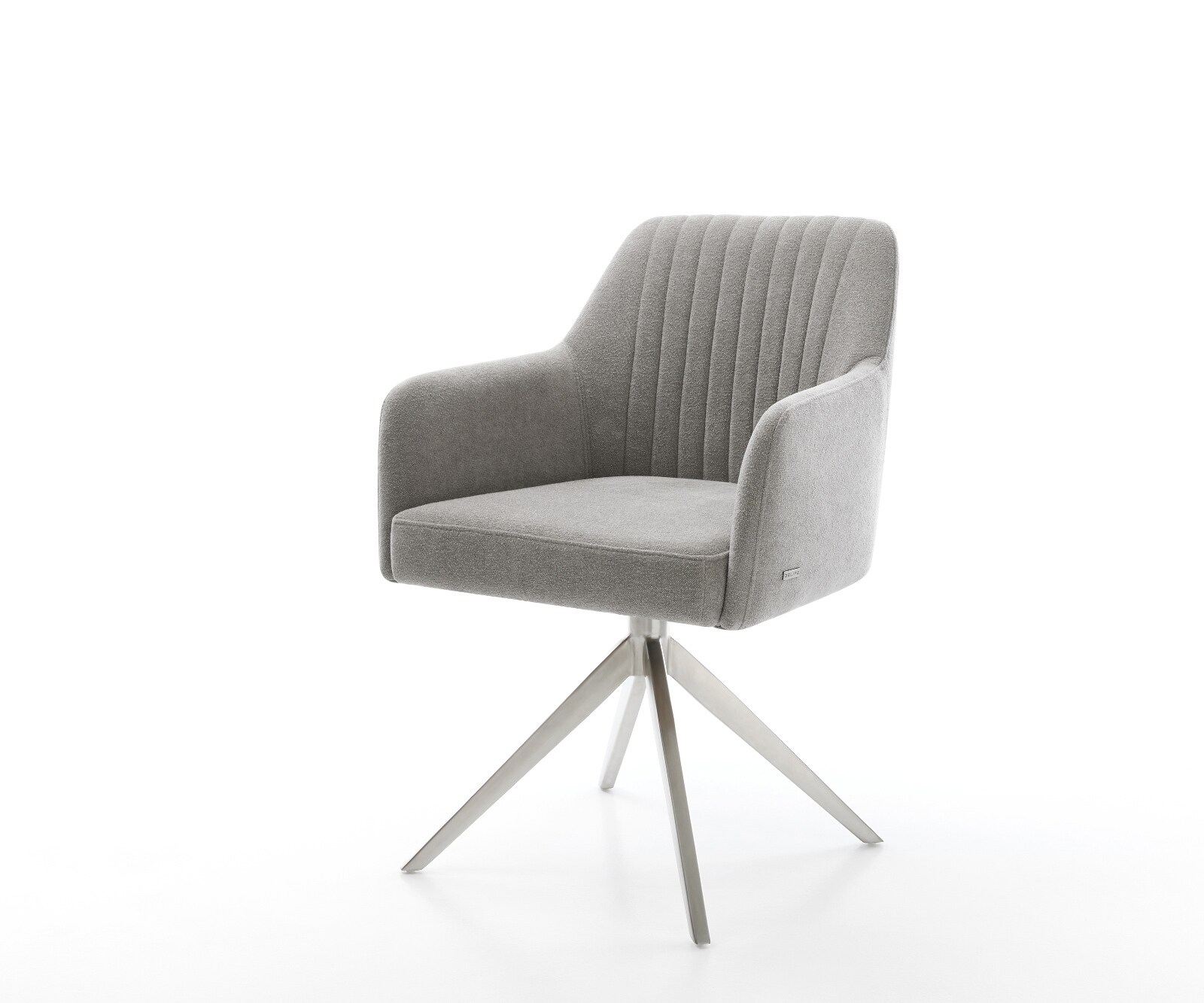 Chaise-pivotante Greg-Flex tissu structuré doux gris pied croisé large acier inoxydable pivotement sur 360° fonction bascule resorts ensachés 1