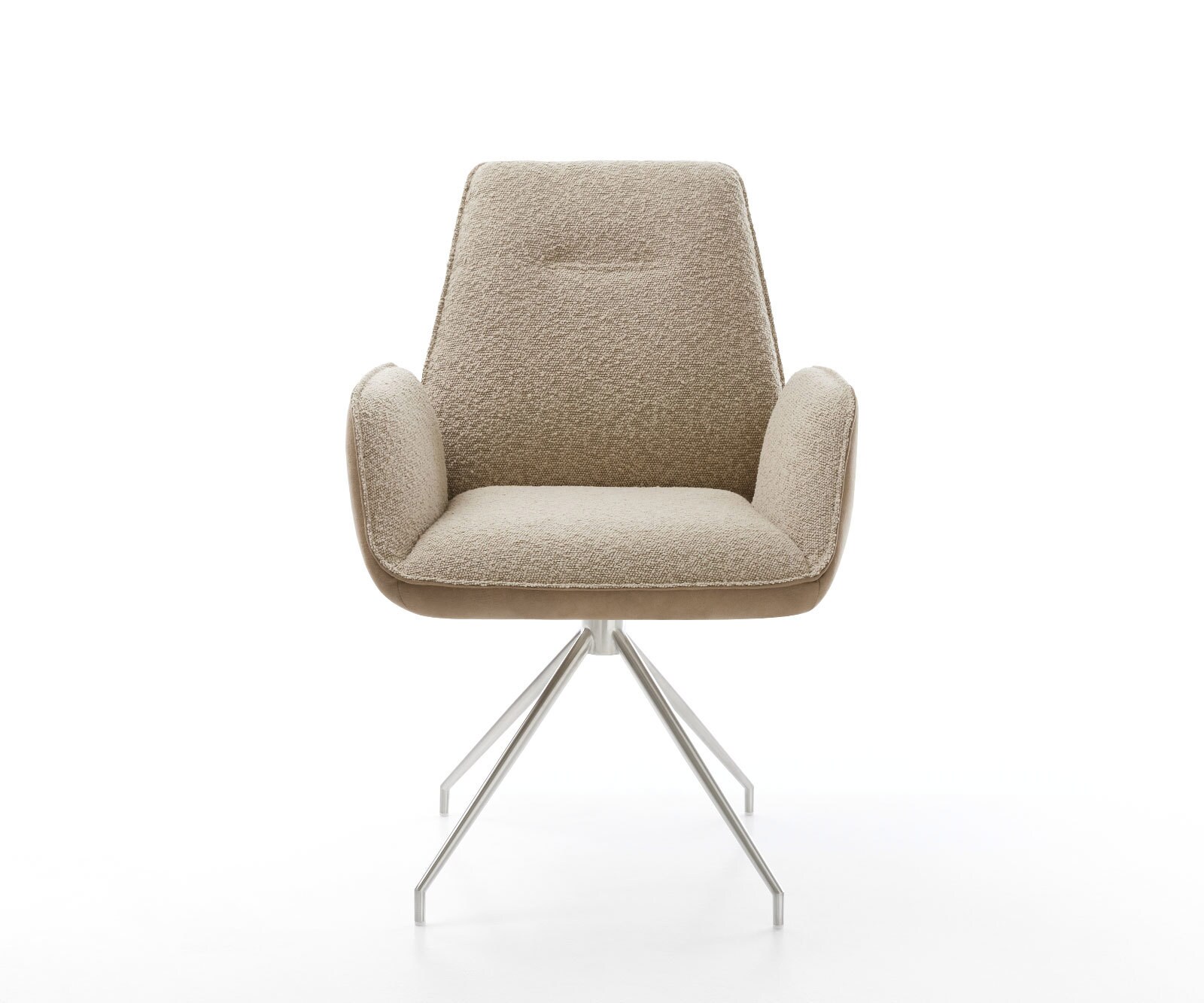 Chaise-pivotante Zoa-Flex tissu mixte couleur boue pied croisé conique acier inoxydable brossé pivotement sur 180° ressorts ensachés 1 Chaise-pivotante Zoa-Flex tissu mixte couleur boue pied croisé conique acier inoxydable brossé pivotement sur 180° ressorts ensachés 1