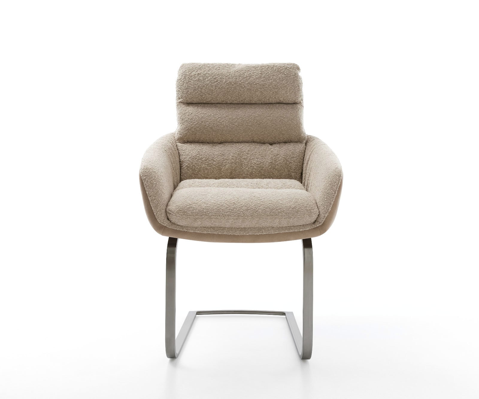 Cantilever Abelia-Flex avec accoudoirs tissu mixte couleur boue pied cantilever plat acier inoxydable brossé 1 Cantilever Abelia-Flex avec accoudoirs tissu mixte couleur boue pied cantilever plat acier inoxydable brossé 1