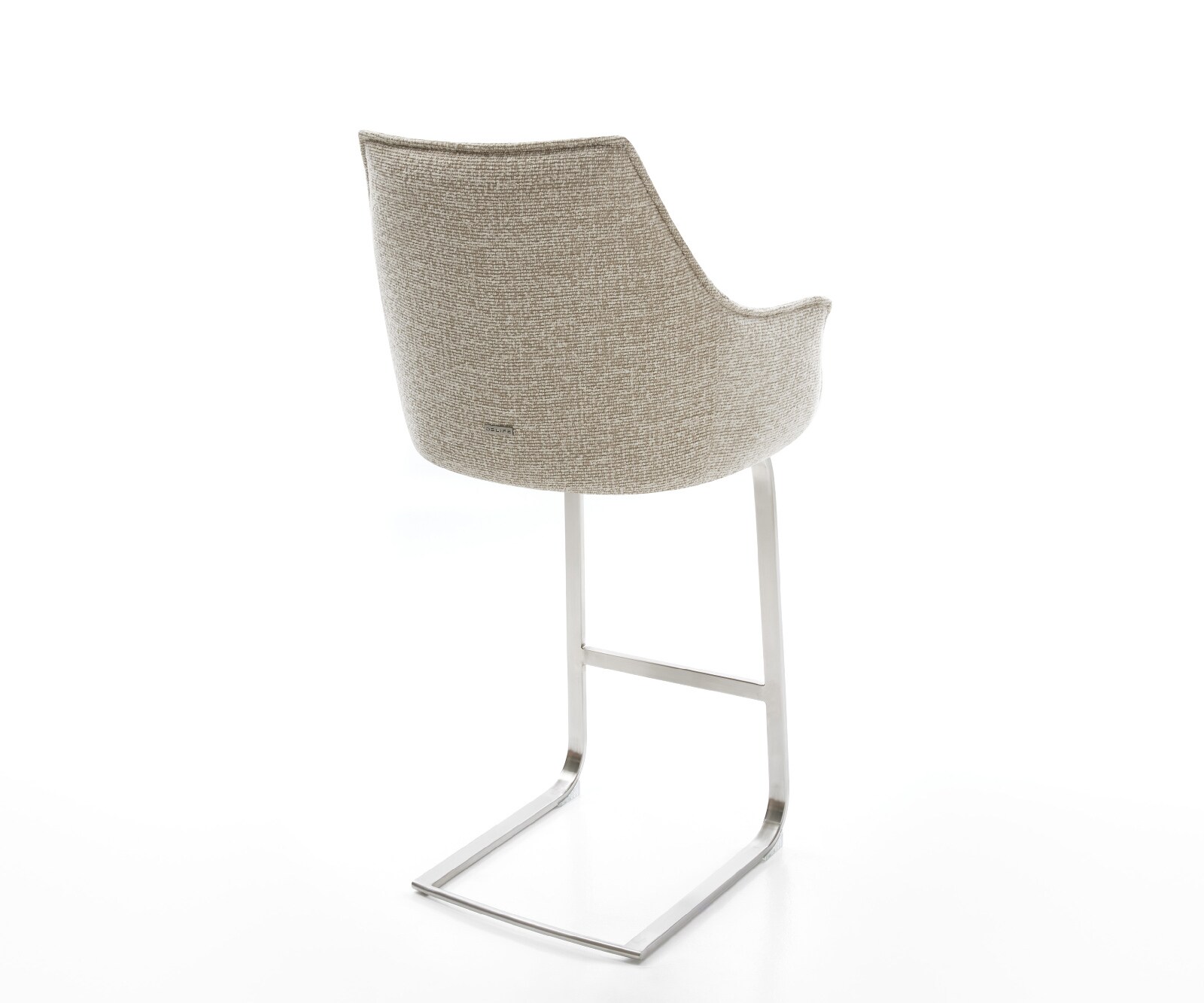 Chaise-de-bar Alja-Flex Tissu tissé doux Beige Pied cantilever acier inoxydable Argent Ressort ensaché 5