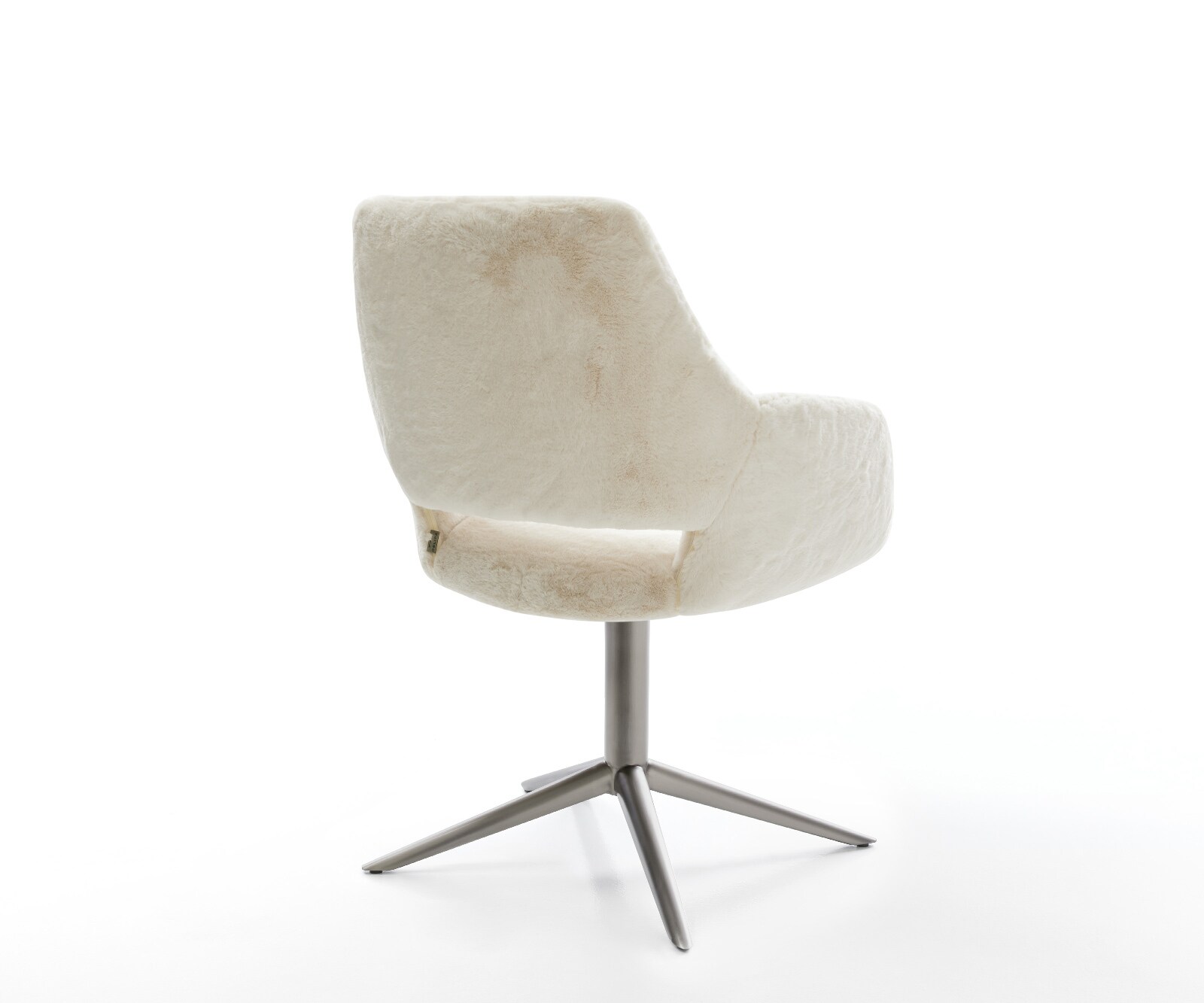 Chaise-pivotante Yago-Flex avec accoudoirs peluche crème-blanc pied de chaise 4 branches grafiete pivotement sur 360° fonction bascule resorts ensachés 5