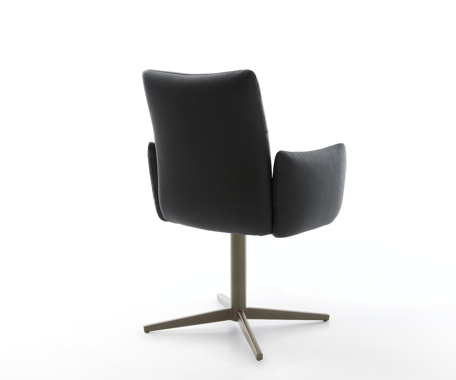 Chaise-pivotante Jova-Flex avec accoudoirs cuir de vache noir pied de chaise 4 branches aspect titane pivotement sur 360° ressorts ensachés 5
