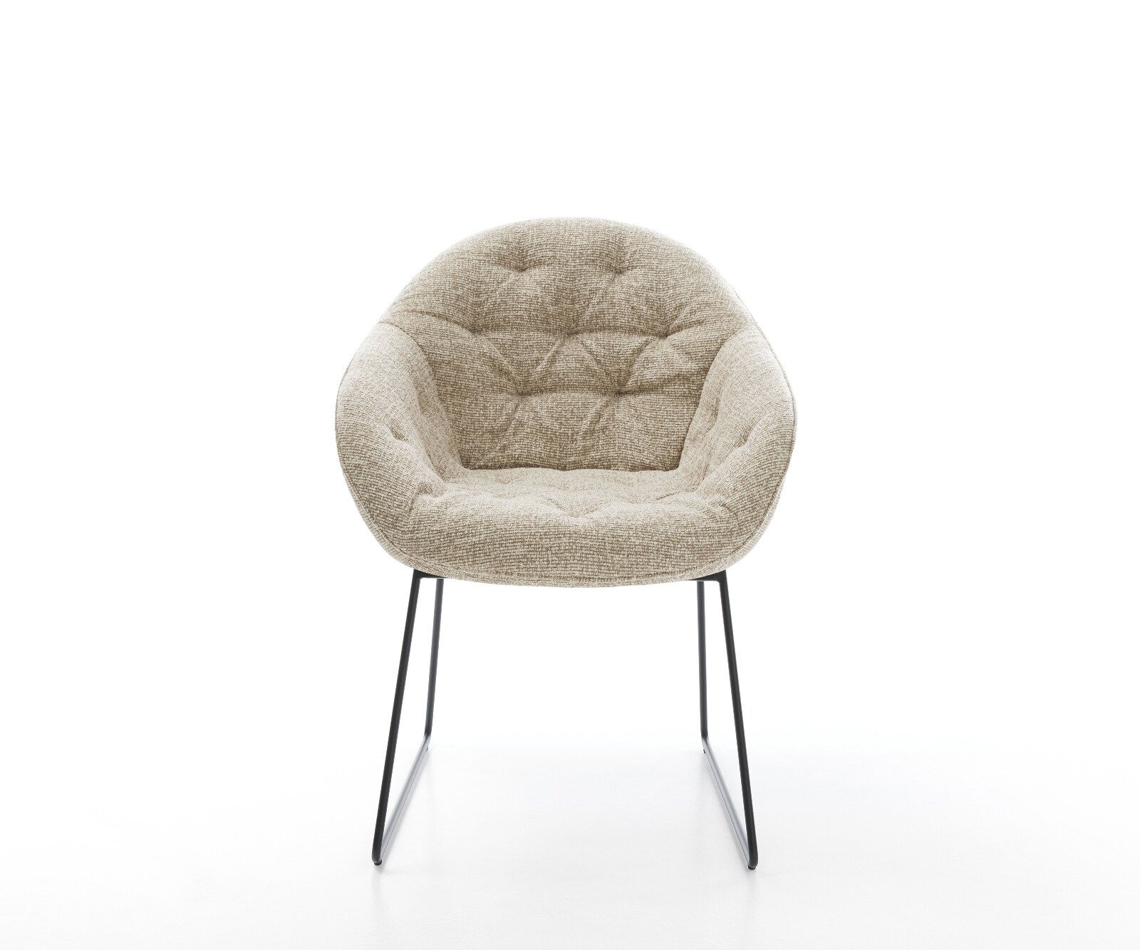 Chaise-de-salle-à-manger Gaio-Flex tissu tissé doux beige pied trapèze noir 1