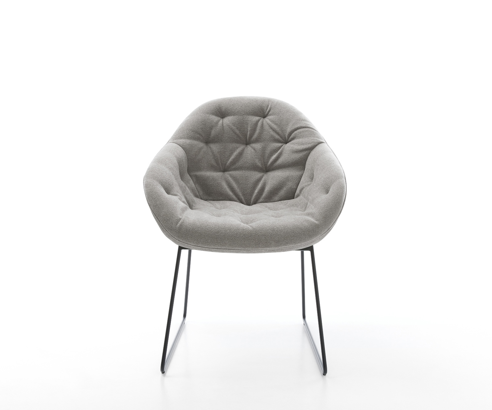 Chaise-de-salle-à-manger Gaio-Flex tissu structuré doux gris pied trapèze noir 1 Chaise-de-salle-à-manger Gaio-Flex tissu structuré doux gris pied trapèze noir 1