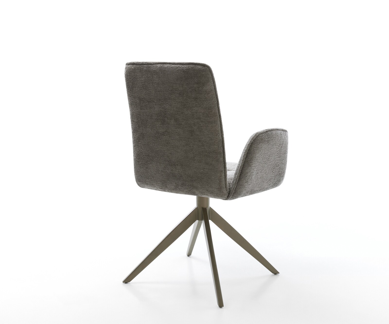 Chaise-pivotante Vinja-Flex bouclé doux couleur boue pied croisé large aspect titane pivotement sur 360° fonction bascule 4