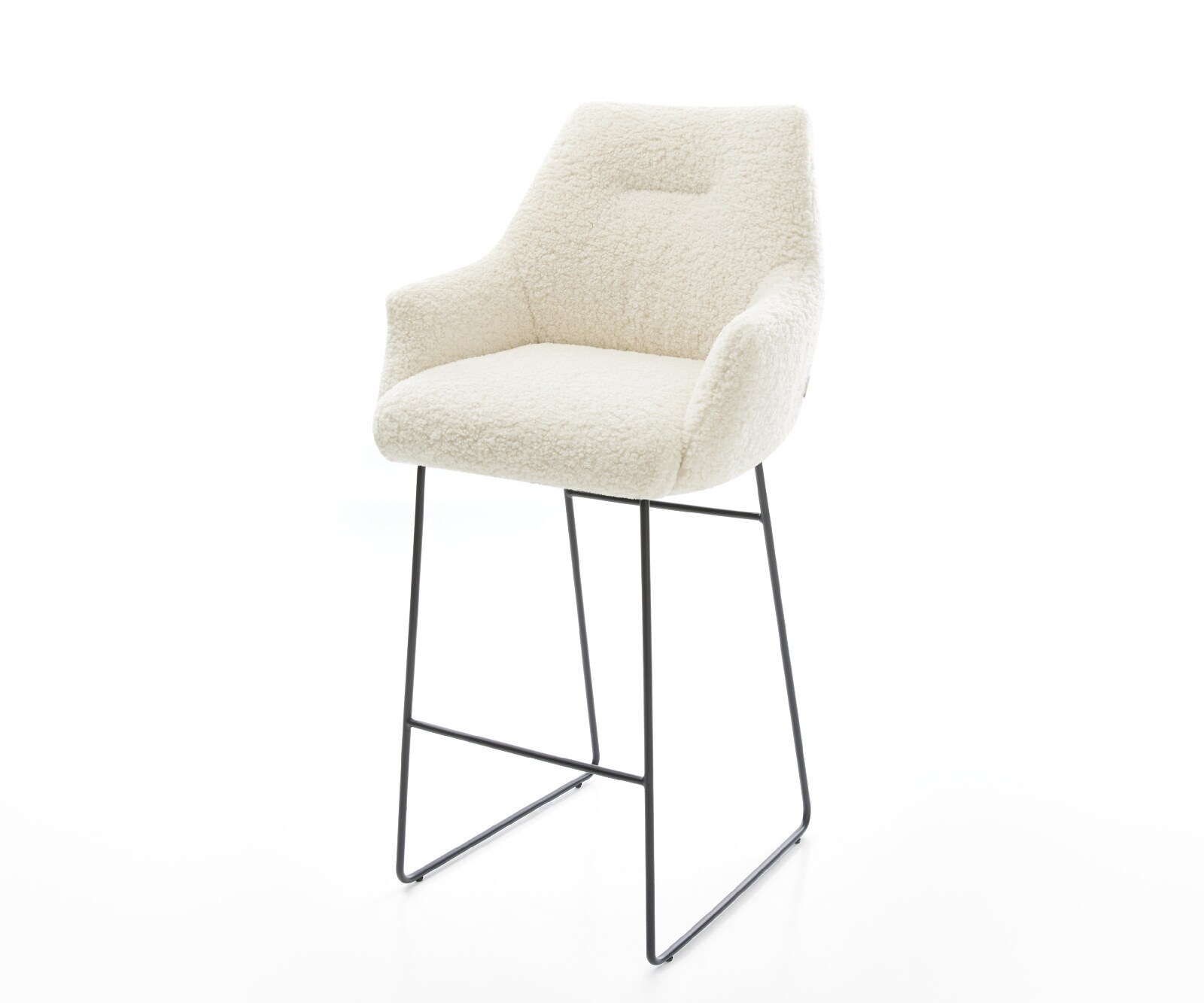 Chaise-de-bar Alja-Flex Tissu teddy Beige Pied trapèze noir Noir Ressort ensaché 1