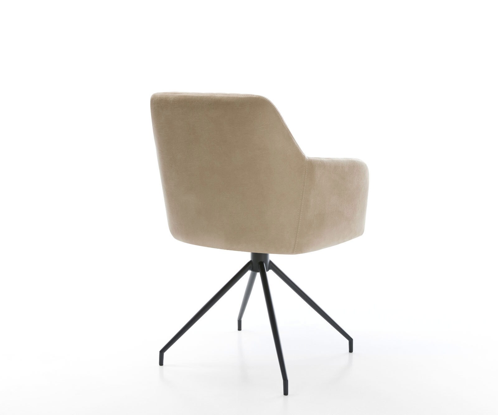 Chaise-de-salle-à-manger Greg-Flex microvelours beige vintage pied croisé conique noir ressorts ensachés 4