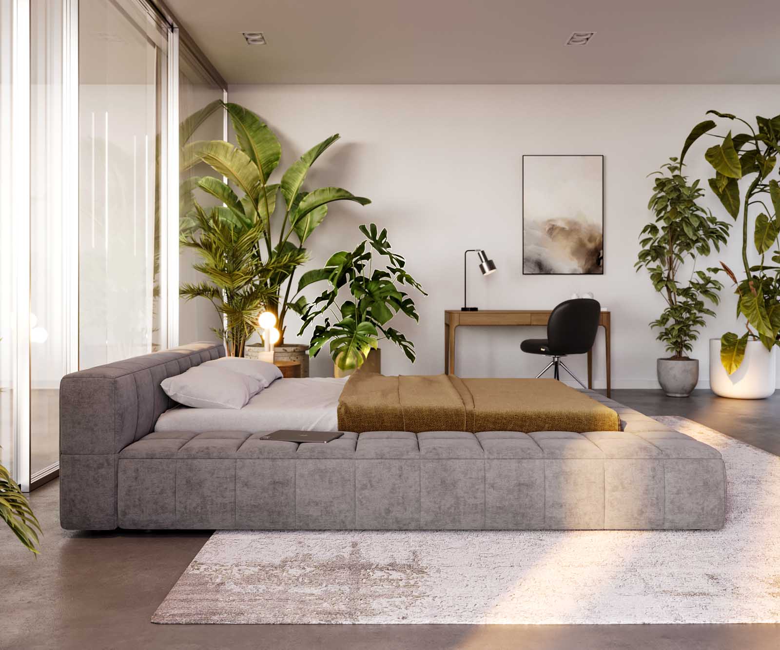 Sommier-Espazio 140x200 cm microfibre grise avec espace de rangement 5 Sommier-Espazio 140x200 cm microfibre grise avec espace de rangement 5