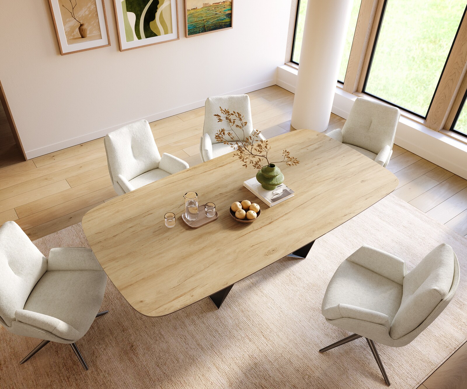 Table à manger Edge Boot 240x120 cm Céramique Laminam® Sabbia Eichefarbig Spider Flachstahl Acier inoxydable Graphite 4