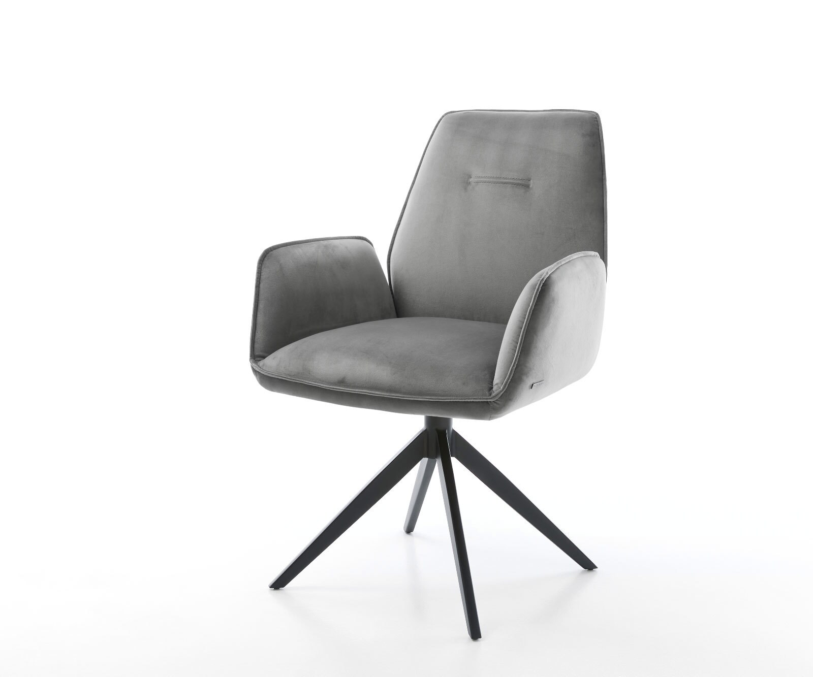Chaise-de-salle-à-manger Zoa-Flex velours gris pied croisé large noir ressorts ensachés