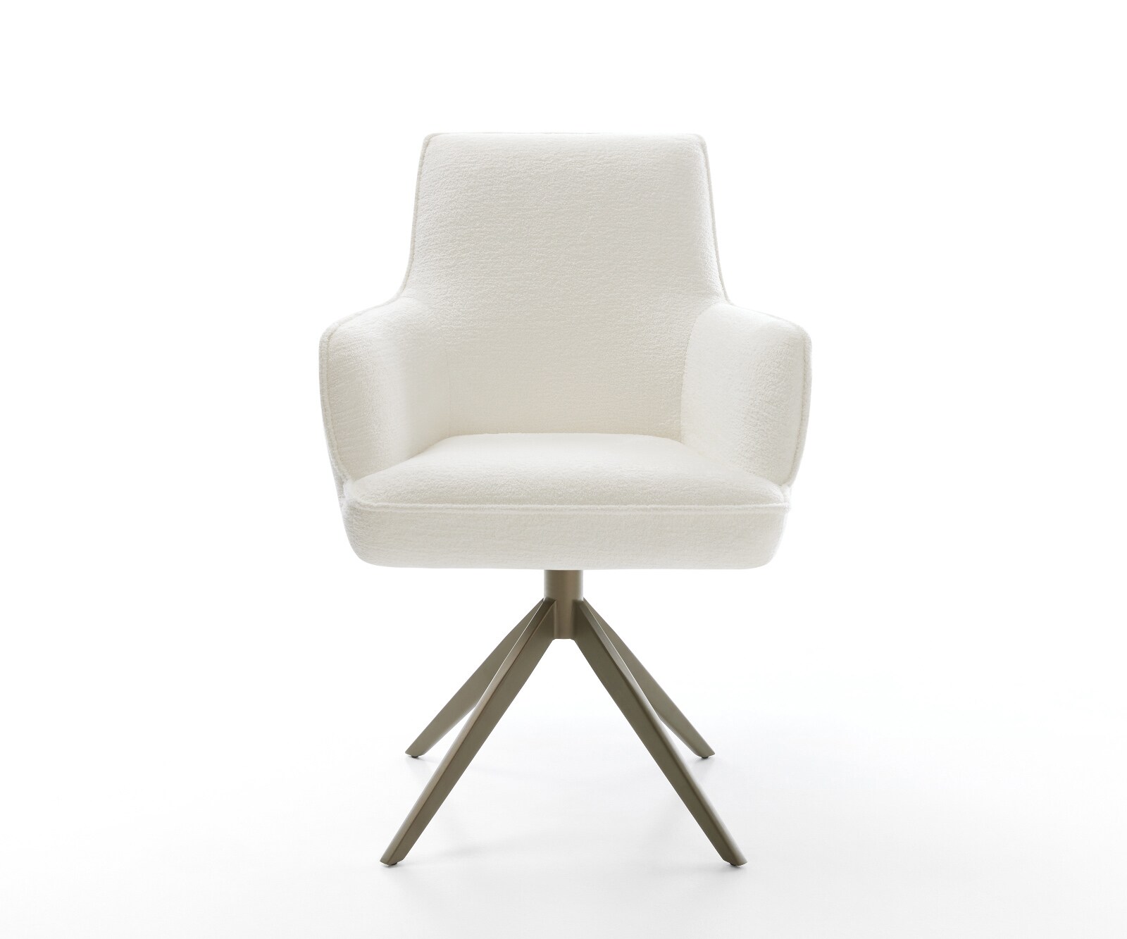 Chaise-pivotante Heira-Flex avec accoudoirs bouclé doux beige pied croisé large aspect titane pivotement sur 360° fonction bascule resorts ensachés 2