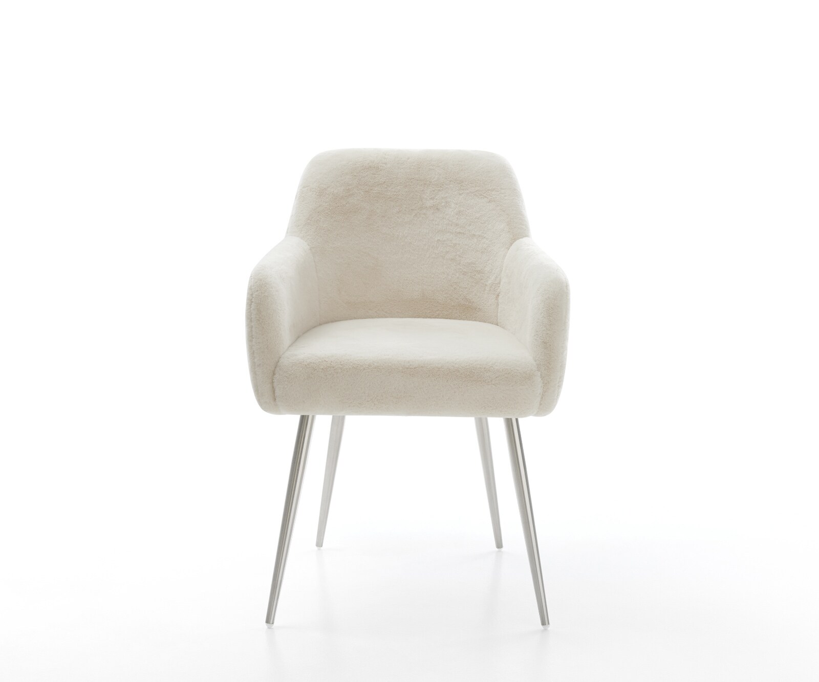 Chaise-de-salle-à-manger Greg-Flex peluche crème-blanc 4 pieds coniques acier inoxydable resorts ensachés 1
