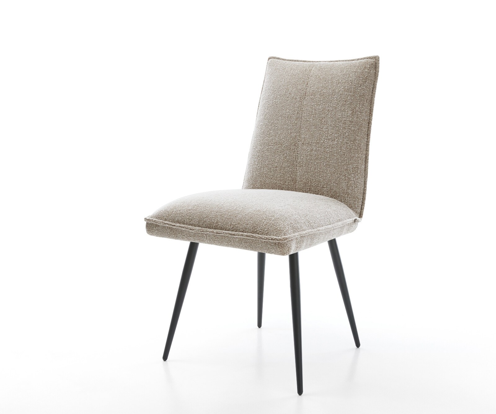 Chaise-de-salle-à-manger Lelio-Flex tissu tissé doux beige 4 pieds coniques noir resorts ensachés 1