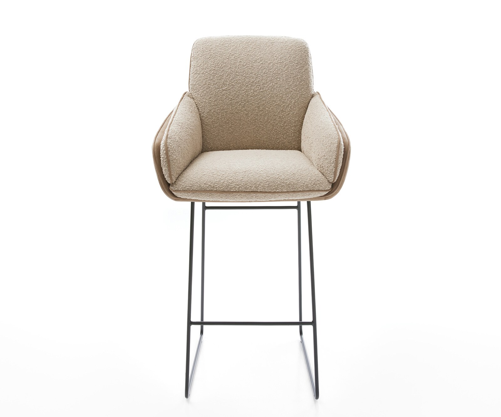 Chaise-de-bar Luan-Flex mélange de matériaux boue piétement traîneau métal ressorts ensachés 1