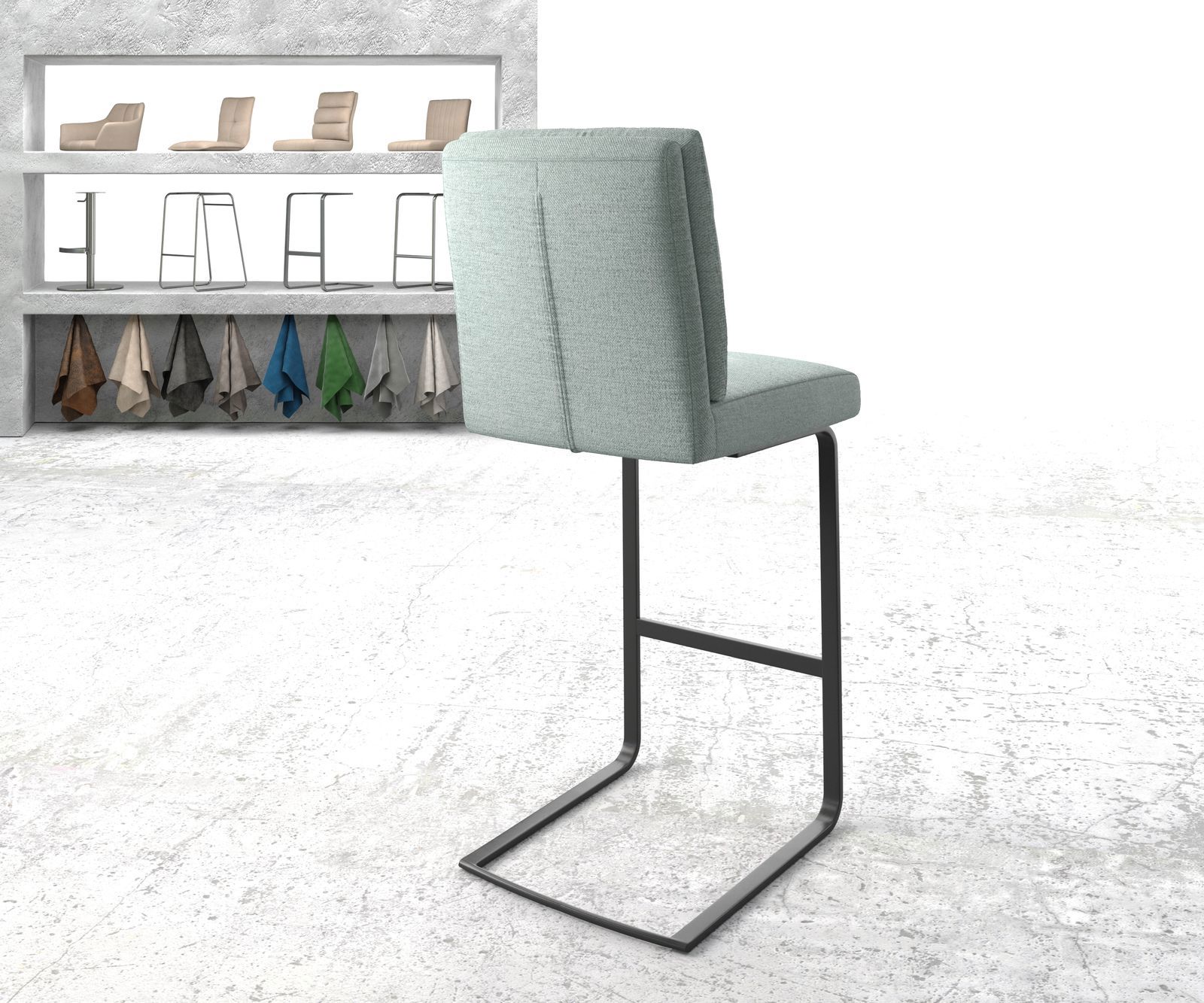 Chaise-de-bar Pela-Flex rayures menthe chaise cantilever métal plat 2