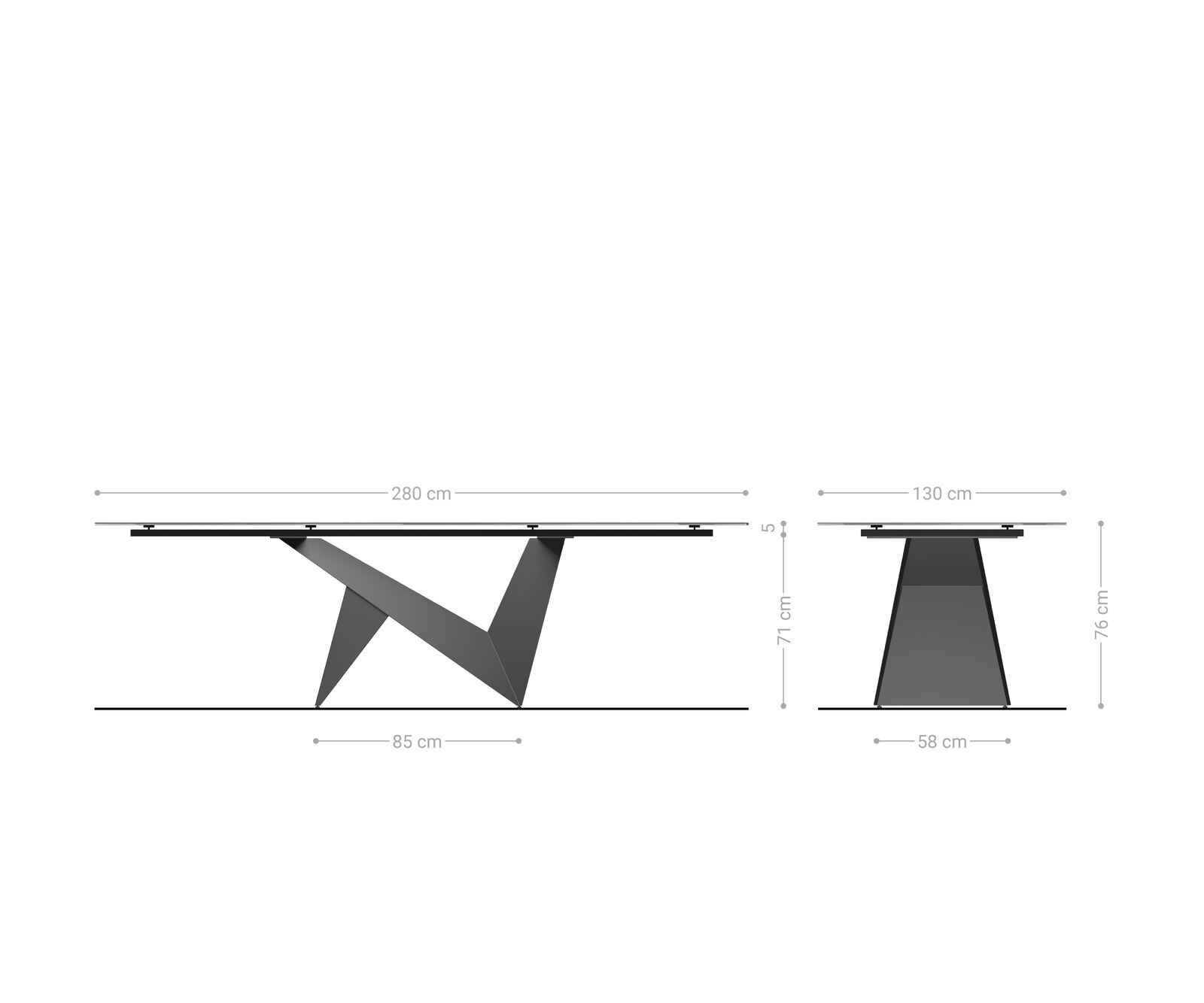 Table à manger Edge ovalee 280x130 céramique Minas mélange blanc-beige Origami métallique doré 8