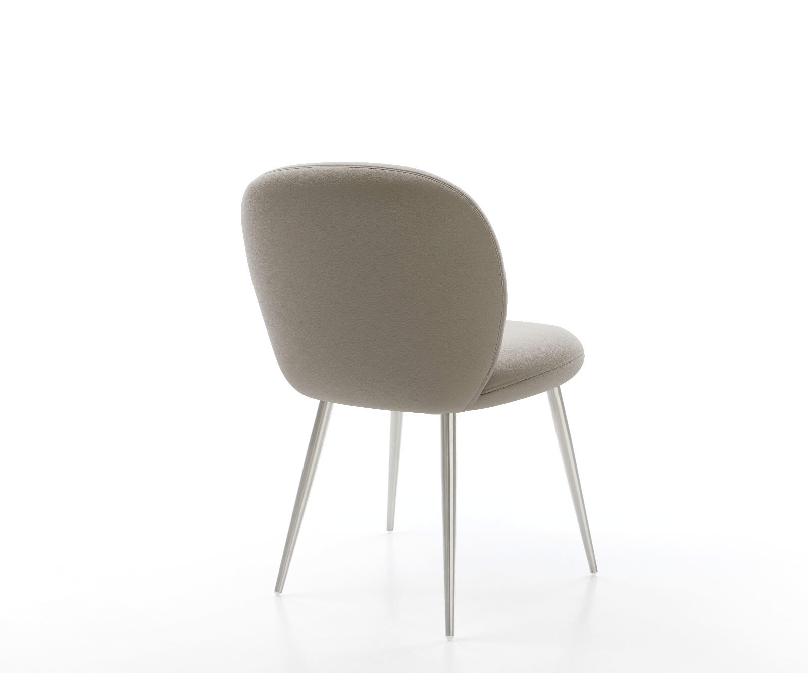 Chaise-de-salle-à-manger Nube-Flex cuir de vache couleur boue 4 pieds coniques acier inoxydable brossé ressorts ensachés 5