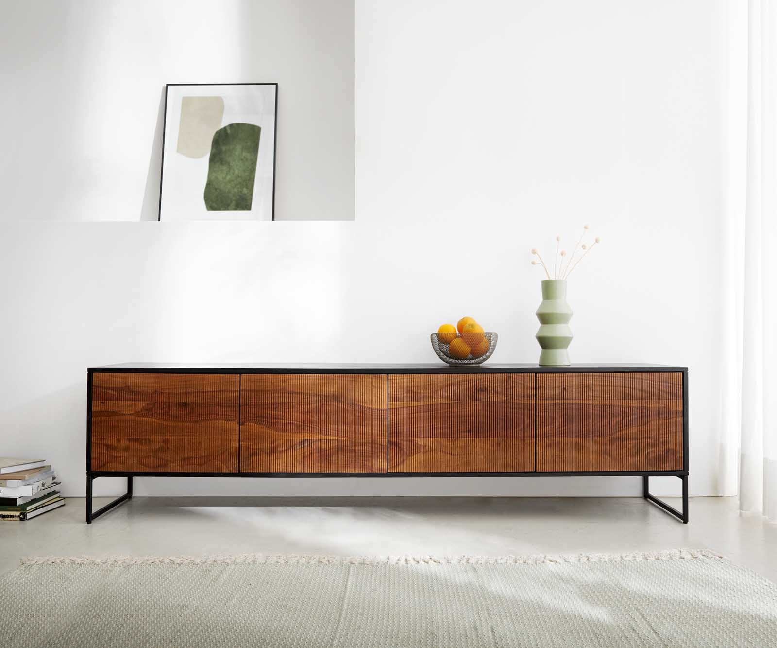 Meuble-TV Vaag 200 cm sheesham naturel manguier noir 4 portes 2 Meuble-TV Vaag 200 cm sheesham naturel manguier noir 4 portes 2