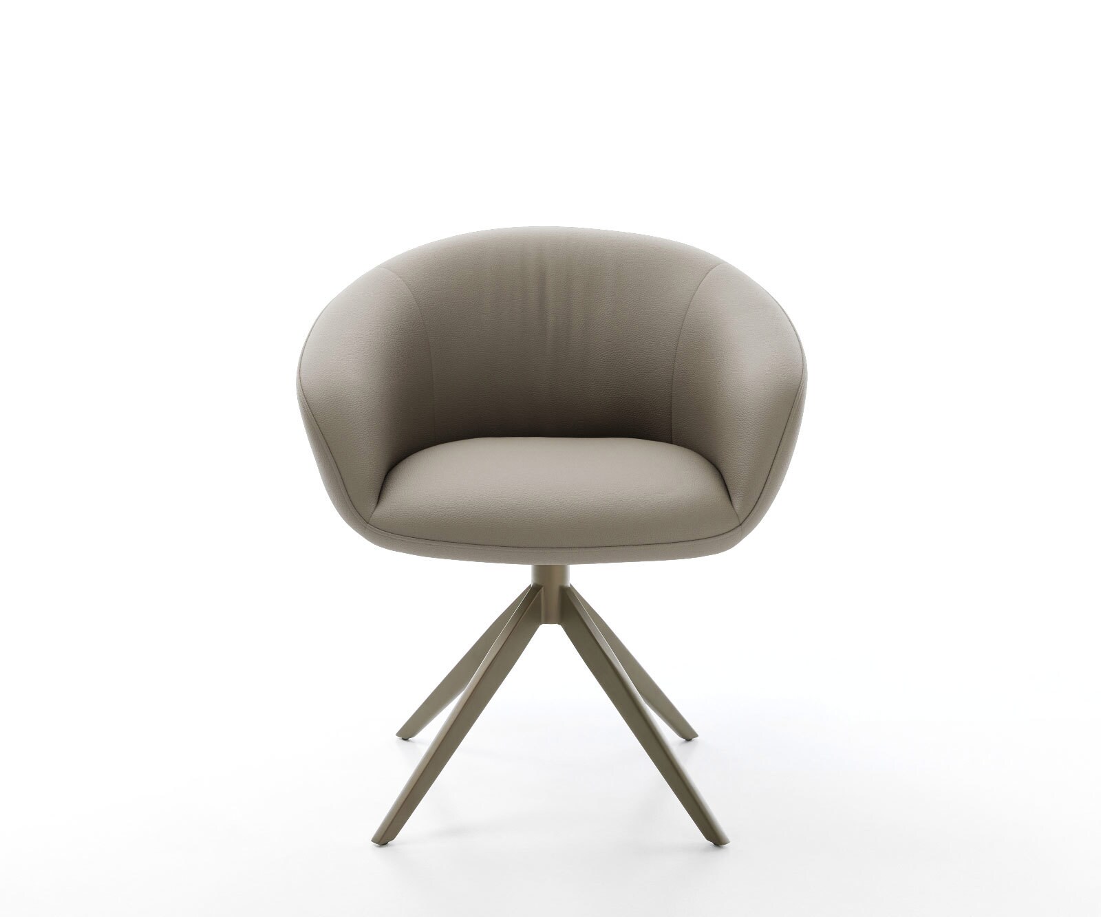 Chaise-pivotante Vinka-Flex cuir de vache couleur boue pied croisé large aspect titane pivotement sur 360° fonction bascule ressorts ensachés 1