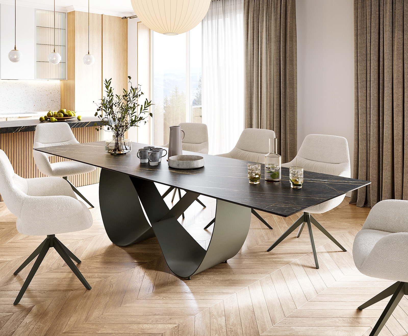 Table à manger Edge 300x100 Céramique Laminam® Noir Desir Marron Infinity Métal Effet Titane Table à manger Edge 300x100 Céramique Laminam® Noir Desir Marron Infinity Métal Effet Titane