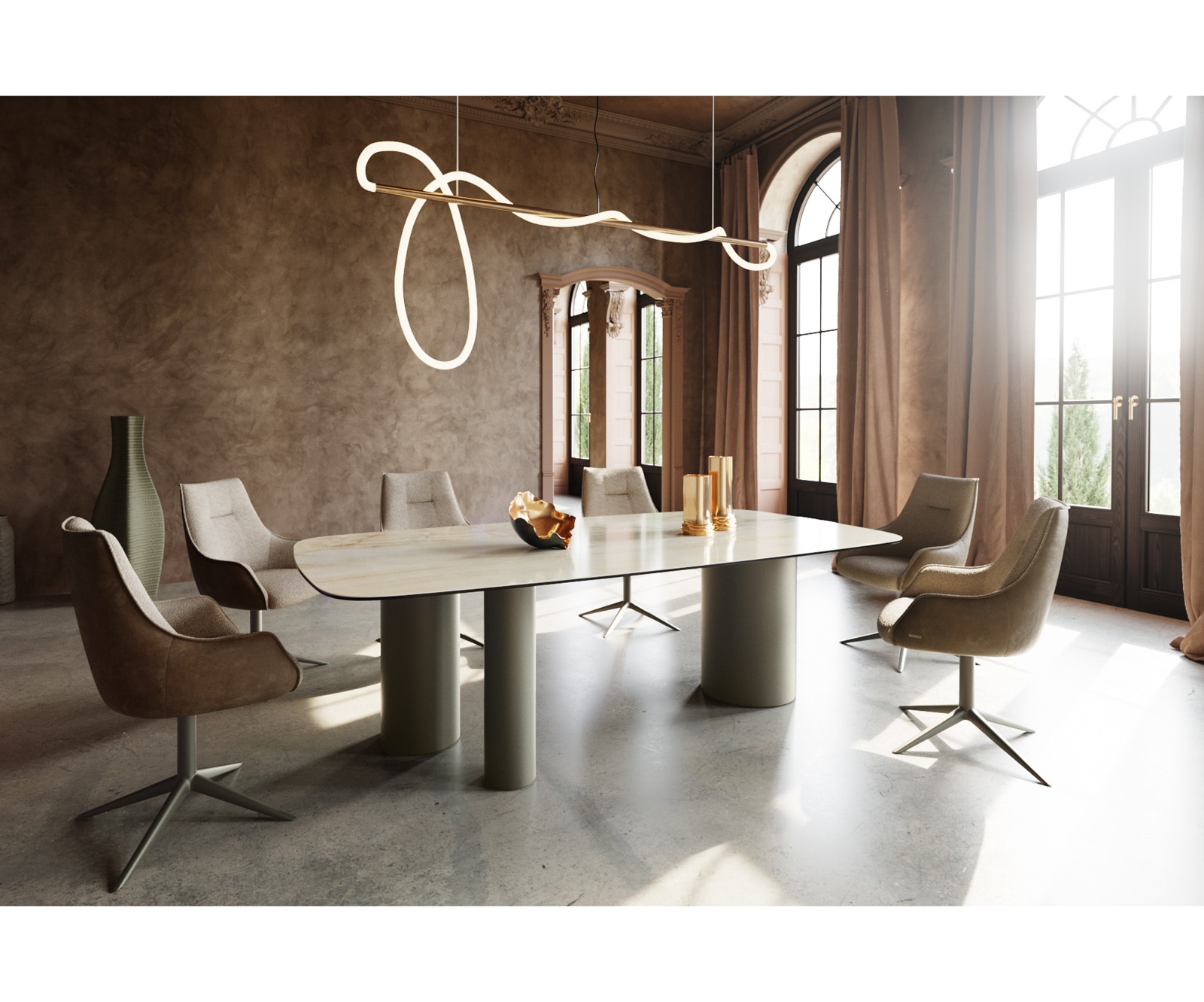 Table à manger Edge Boot 240x120 Céramique Iris FMG Onice OroTroa Métal finition à effet Titane 4 Table à manger Edge Boot 240x120 Céramique Iris FMG Onice OroTroa Métal finition à effet Titane 4