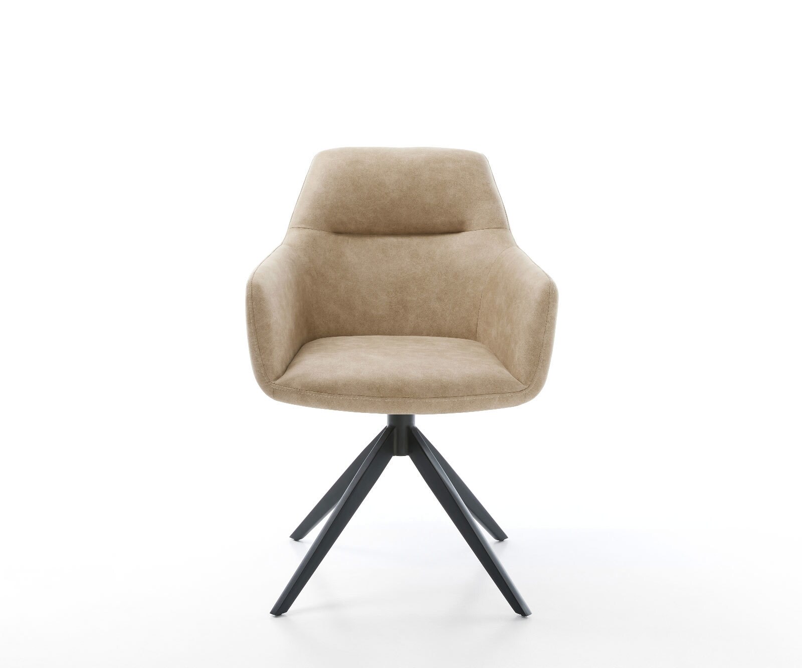 Chaise-pivotante Pejo-Flex microvelours beige vintage pied croisé large noir pivotement sur 360° fonction bascule ressorts ensachés 1