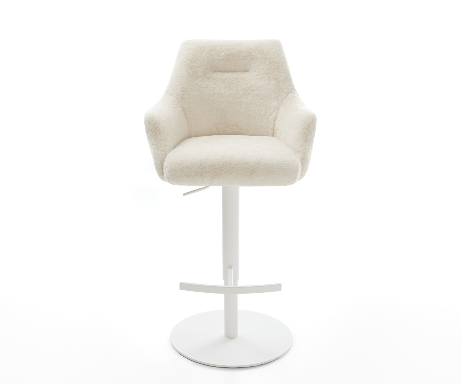 Chaise-de-bar Alja-Flex Peluche Crème-blanc Pied pivotant réglable en hauteur blanc Blanc Ressort ensaché 2