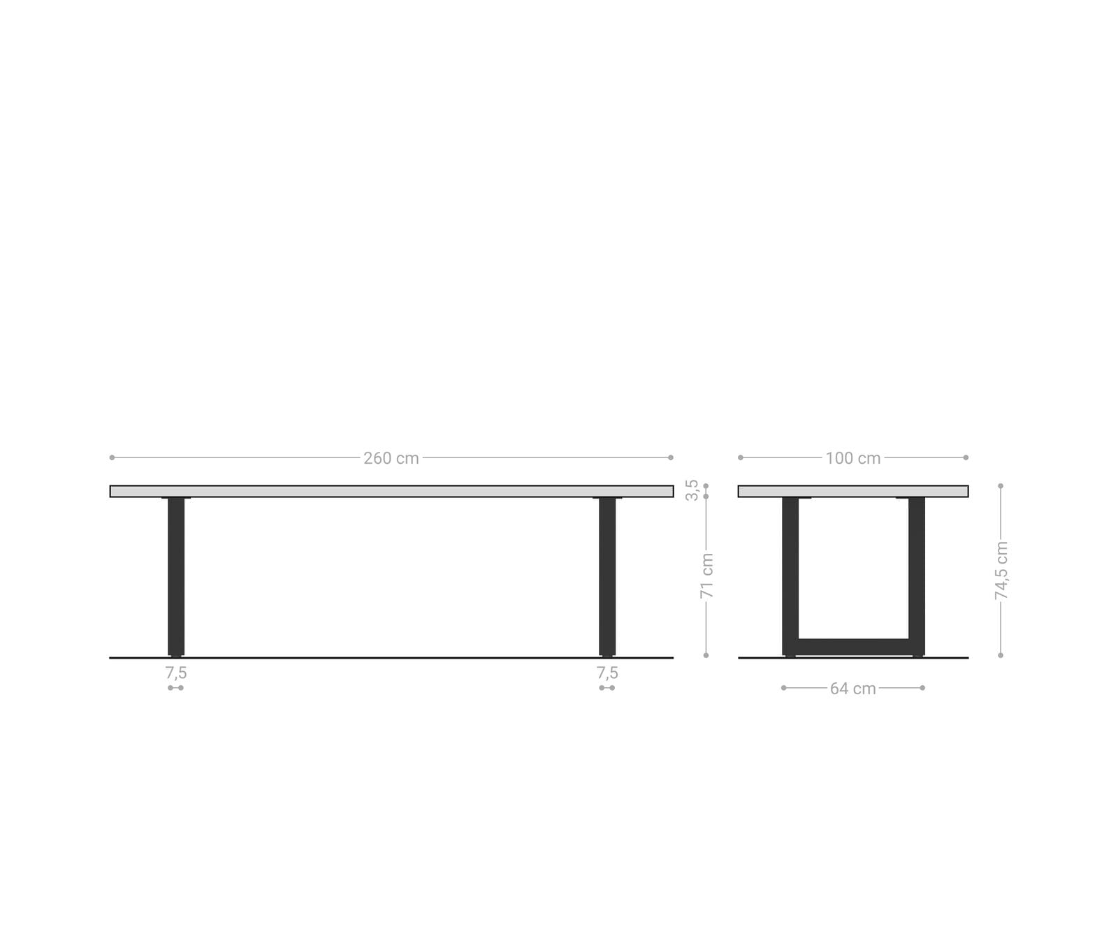 Table-à-manger Edge 260x100 acacia nature acier inoxydable large Live-Edge 7
