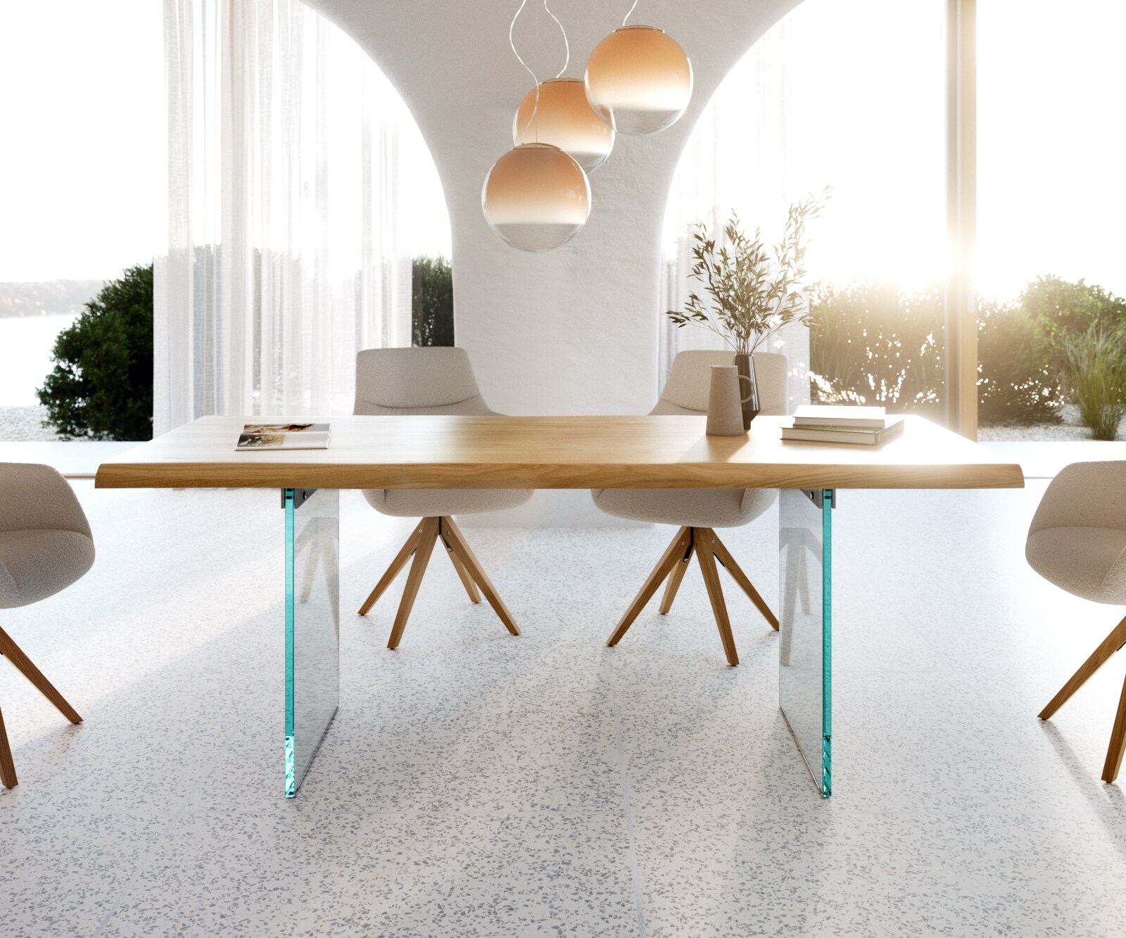 Table à manger Edge 200x100 chêne nature verre Live-Edge 1 Table à manger Edge 200x100 chêne nature verre Live-Edge 1