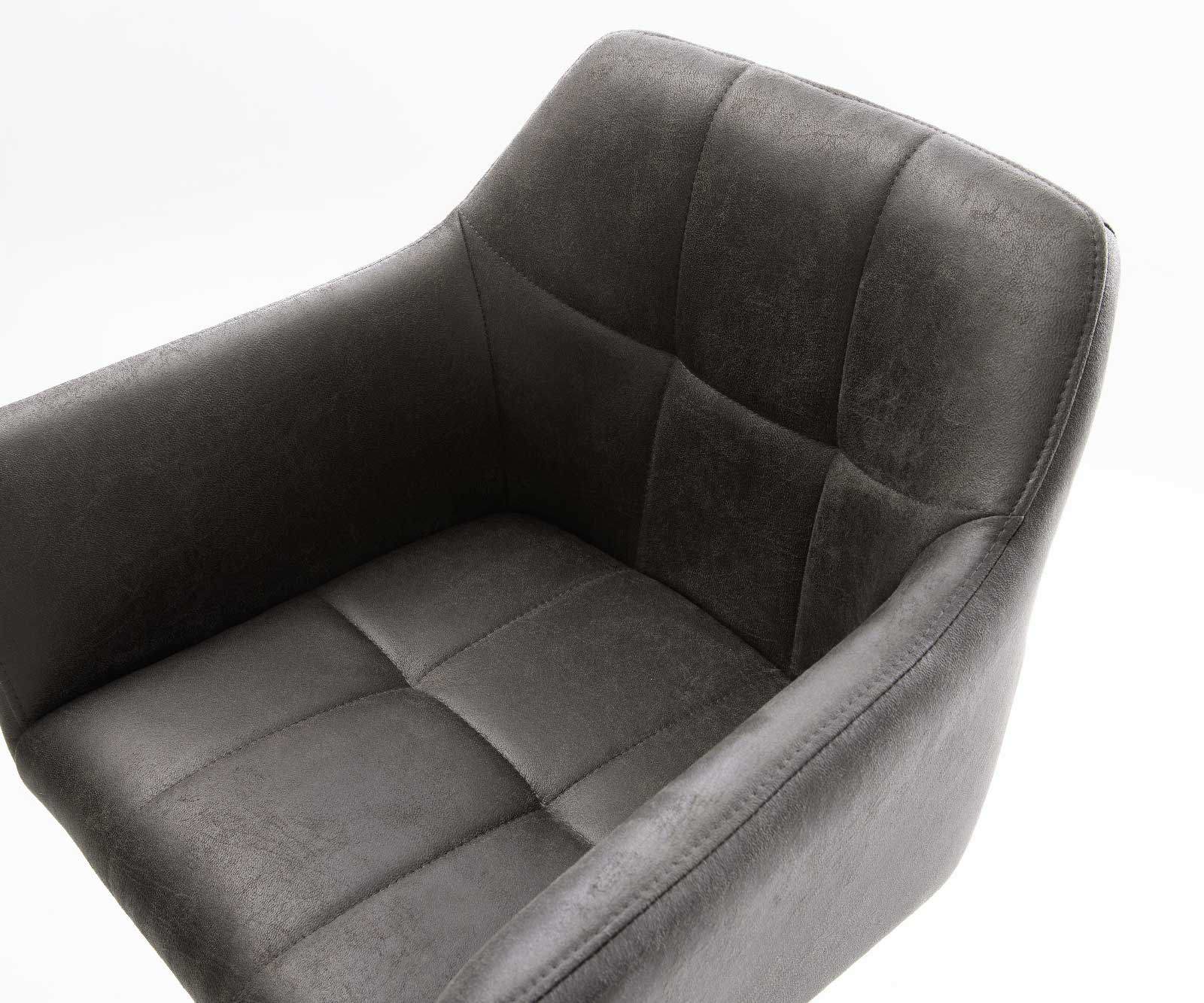 Chaise-de-bar Yulo-Flex vintage anthracite cadre patin acier inoxydable 3