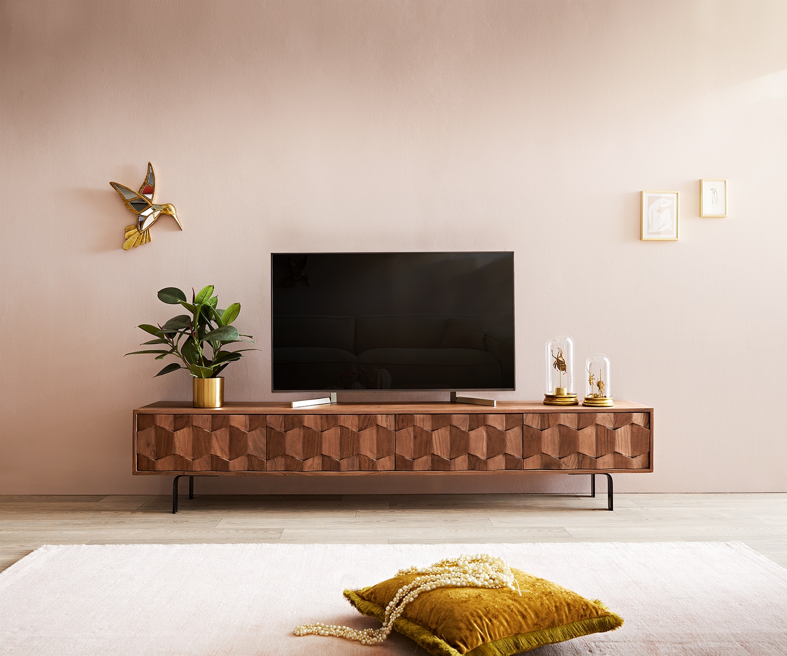 Buffet bas Fevo 200 cm acacia marron 4 portes Pied-L 1 Buffet bas Fevo 200 cm acacia marron 4 portes Pied-L 1