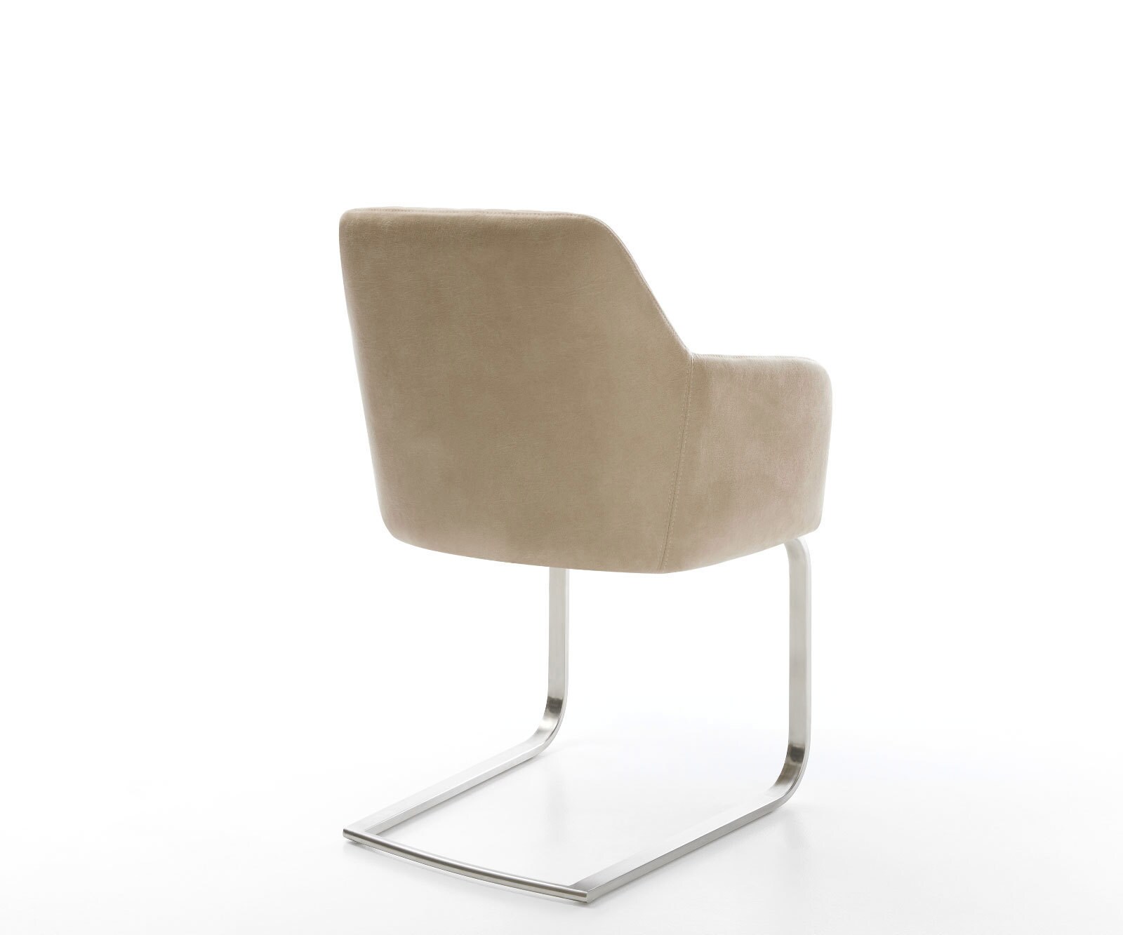 Cantilever Greg-Flex microvelours beige vintage pied cantilever plat acier inoxydable brossé ressorts ensachés 4