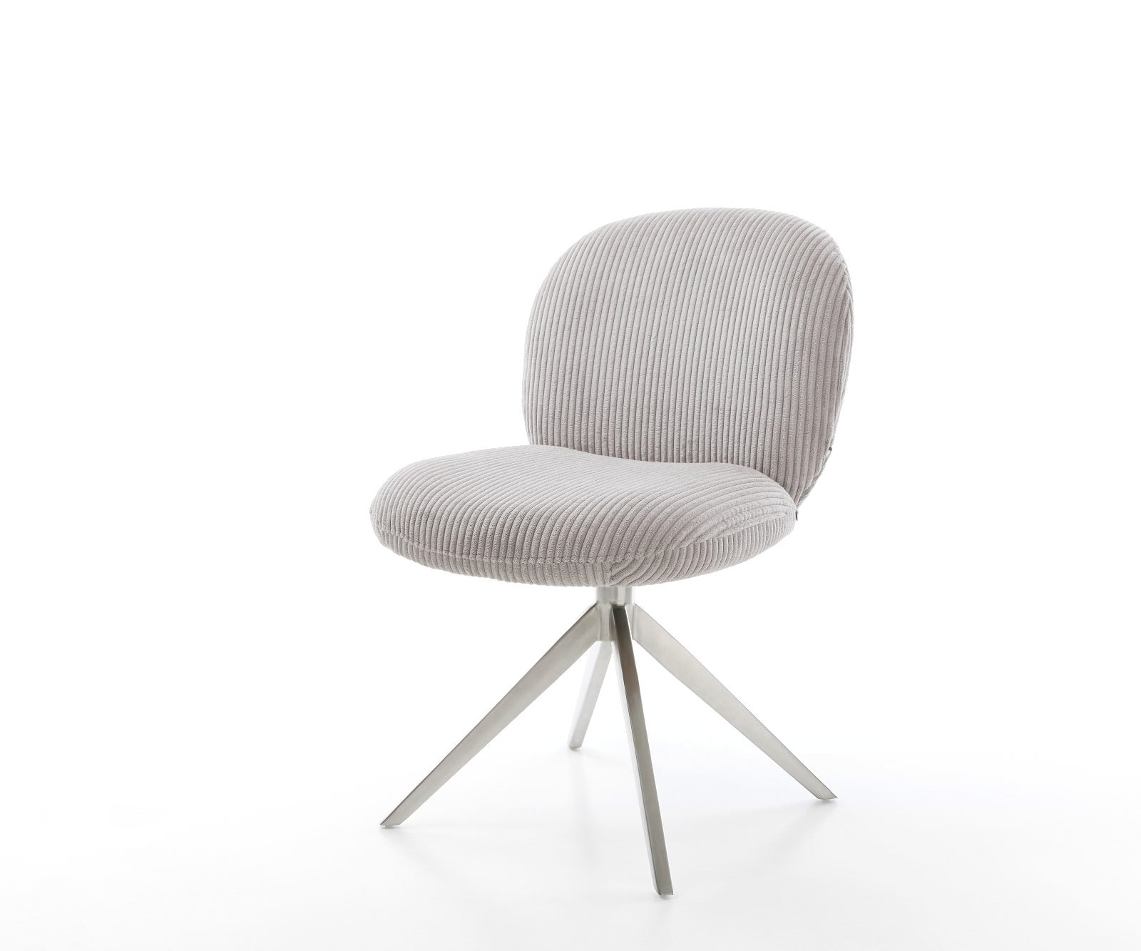 Chaise-pivotante Nube-Flex côtelé gris argenté pied croisé large acier inoxydable brossé pivotement sur 360° fonction bascule ressorts ensachés Chaise-pivotante Nube-Flex côtelé gris argenté pied croisé large acier inoxydable brossé pivotement sur 360° fonction bascule ressorts ensachés