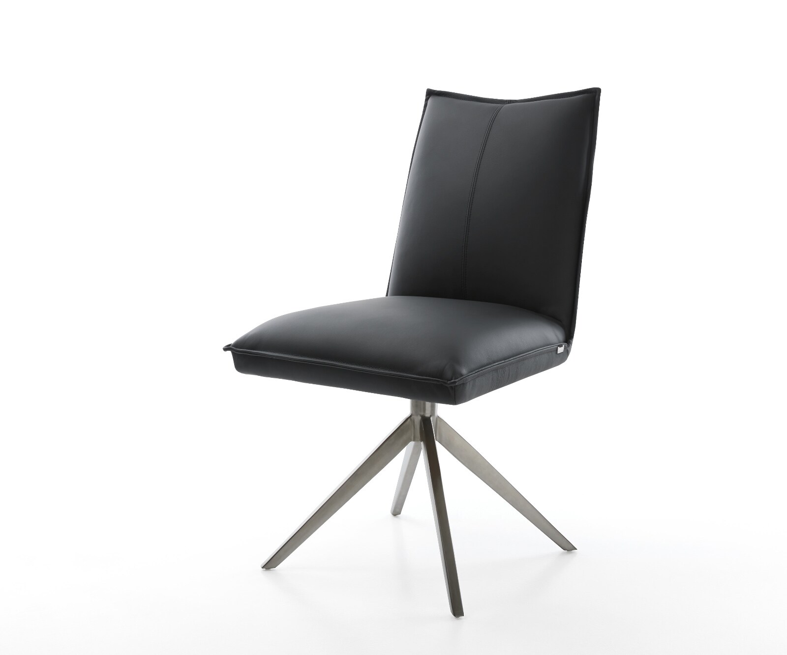 Chaise-pivotante Lelio-Flex cuir de vache noir pied croisé large grafiete pivotement sur 360° fonction bascule ressorts ensachés 1