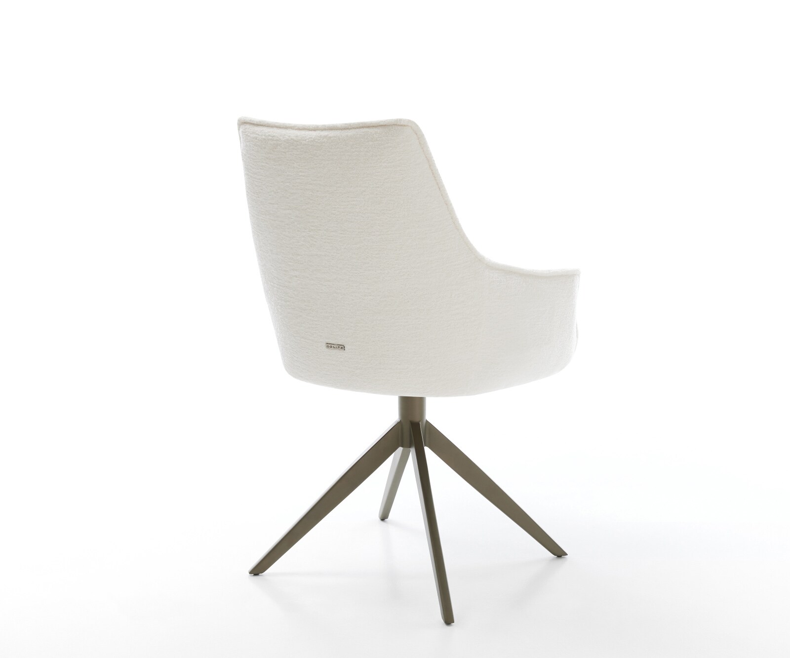 Chaise-pivotante Alja-Flex avec accoudoirs bouclé doux beige pied croisé large aspect titane pivotement sur 360° fonction bascule resorts ensachés 4