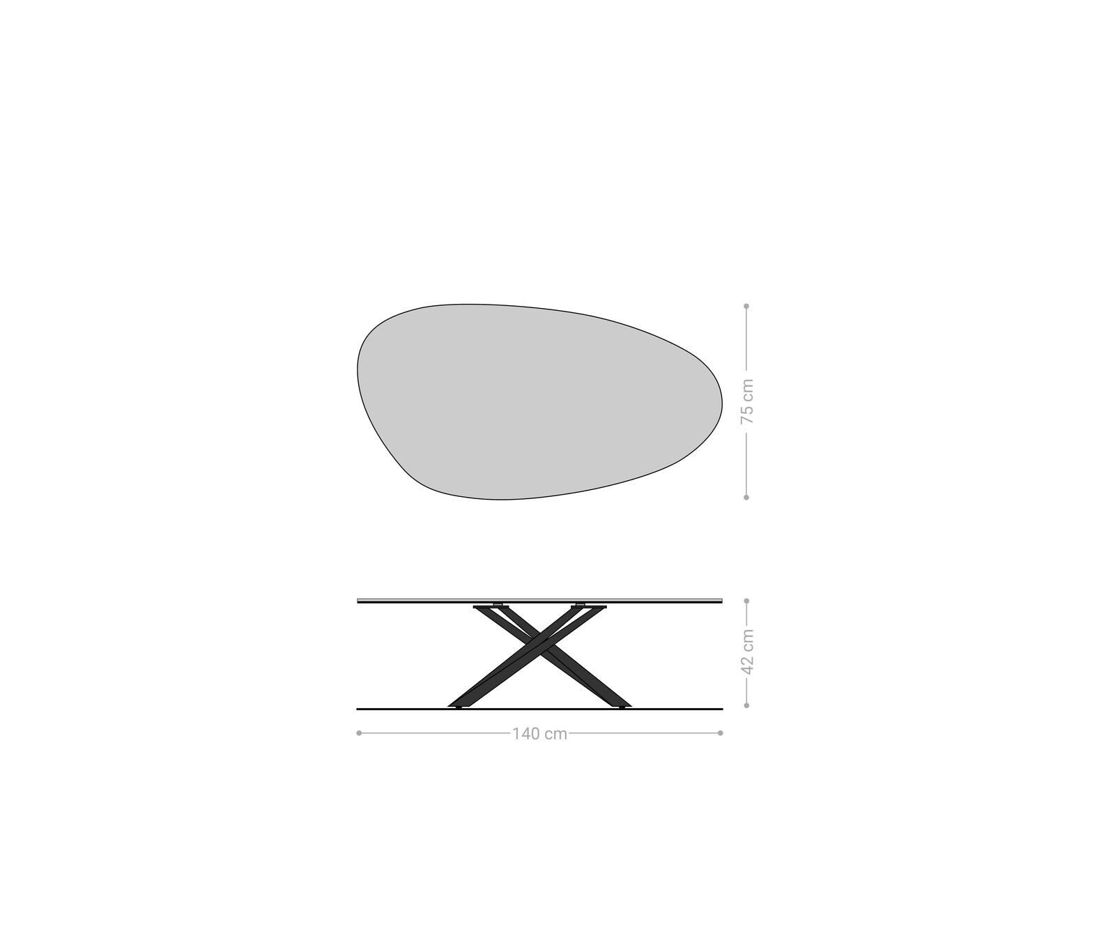 Table basse Edge Oval 140x75 cm chêne naturel bord arrondi Sarity acier inoxydable brossé 5