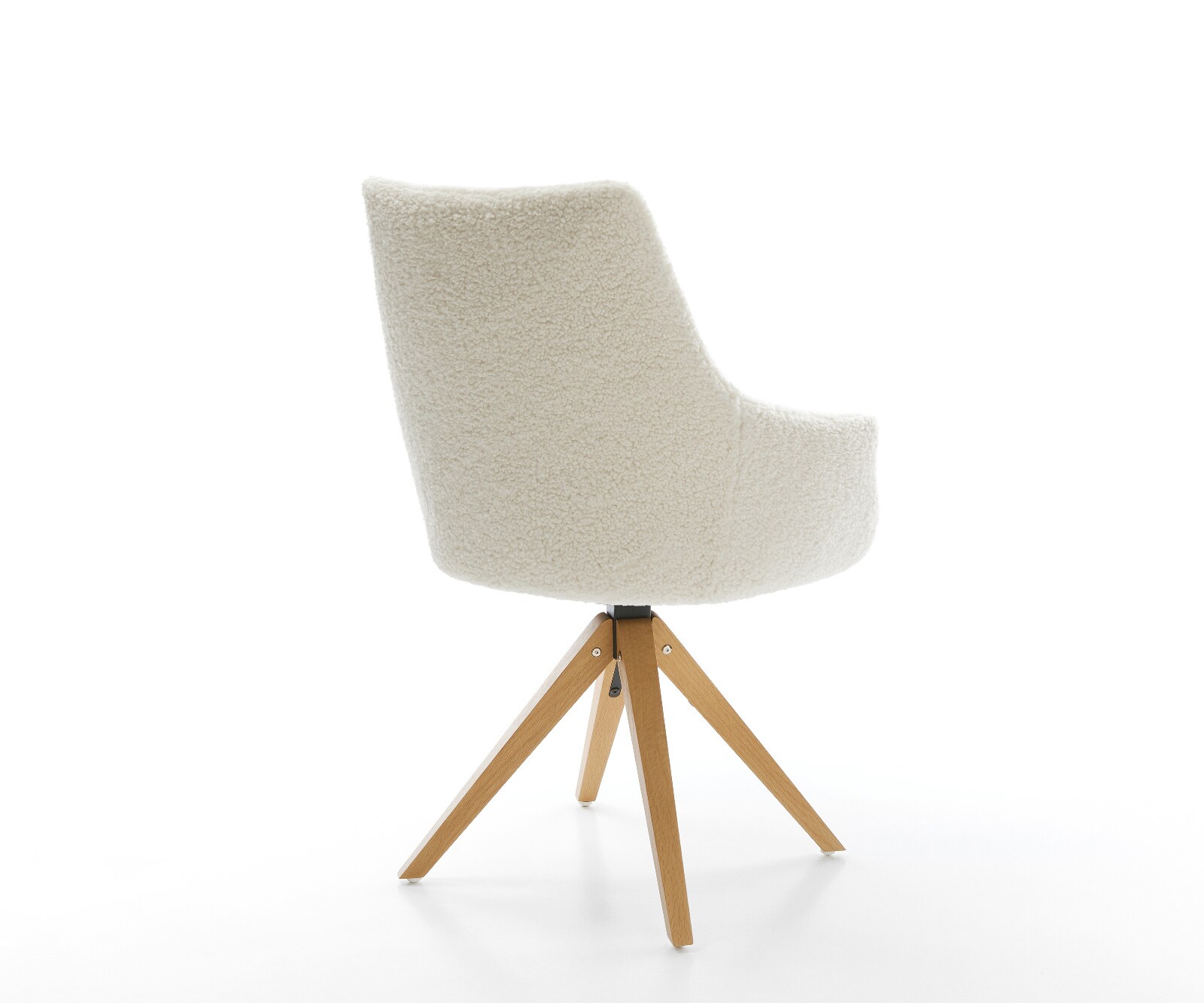 Chaise-pivotante Alja-Flex avec accoudoirs tissu teddy beige pied en bois angulaire naturel pivotement sur 180° resorts ensachés 4