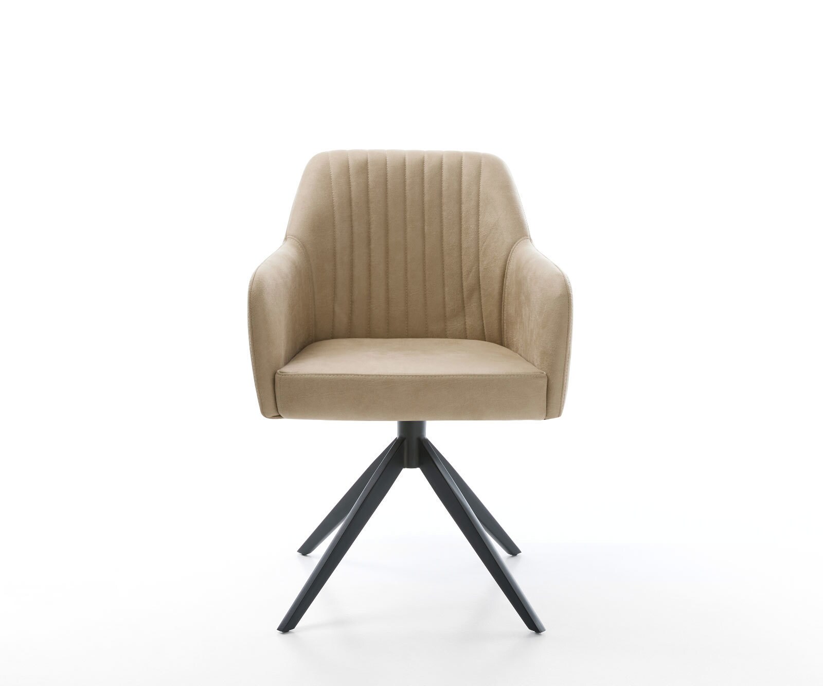 Chaise-de-salle-à-manger Greg-Flex microvelours beige vintage pied croisé large noir ressorts ensachés 1