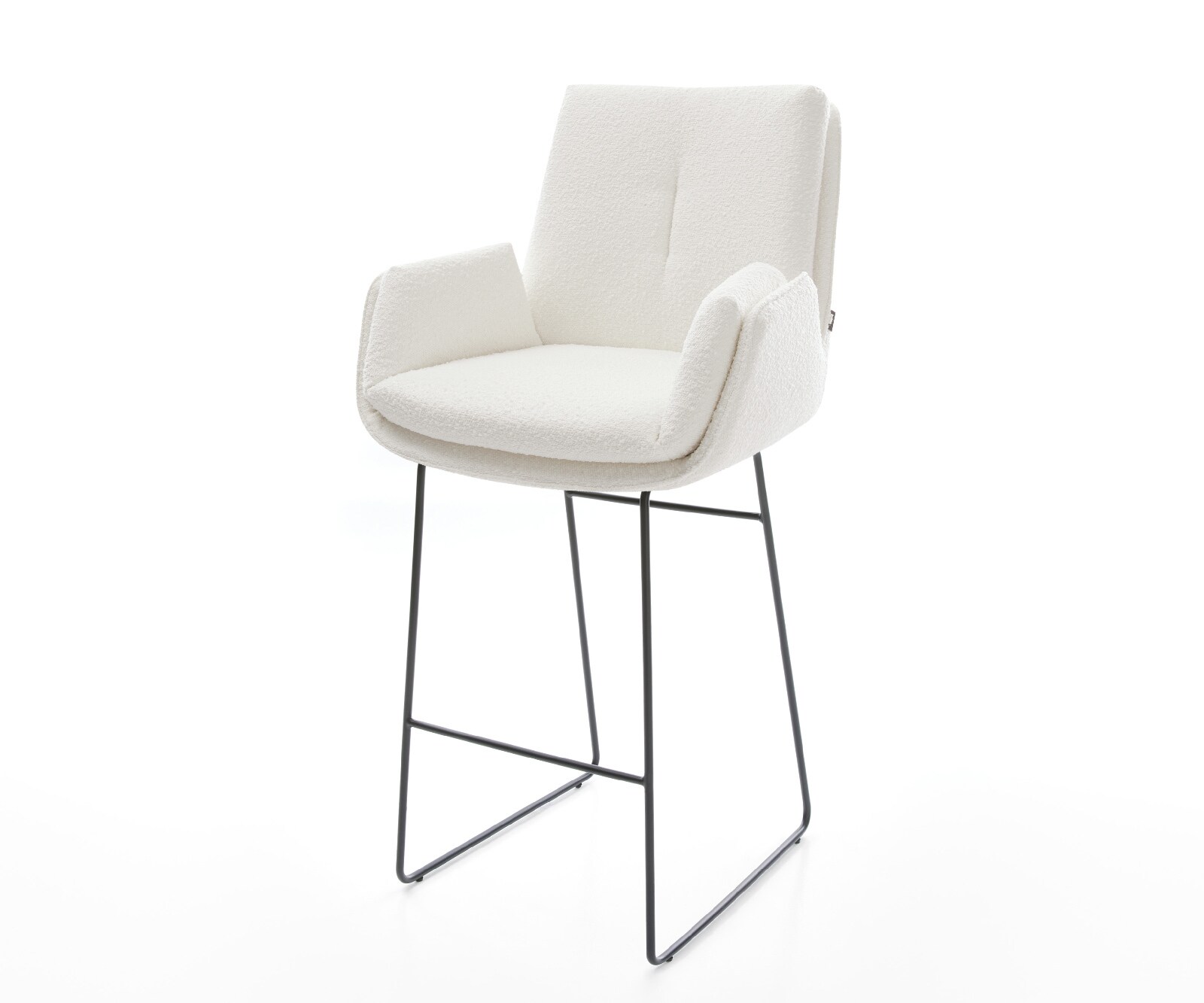 Chaise-de-bar Clea-Flex Bouclé Crème-blanc Pied trapèze noir Noir